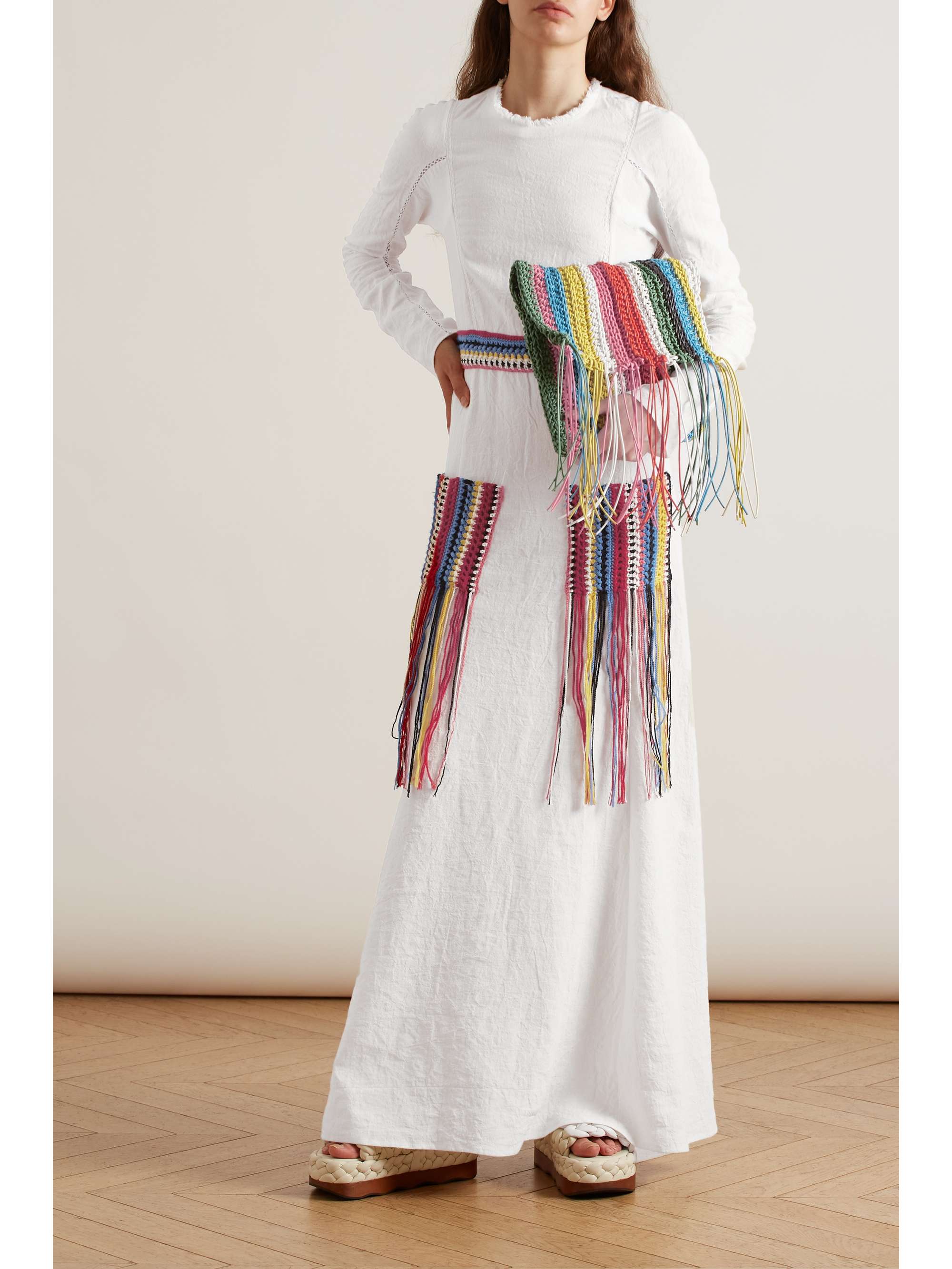 CHLOÉ Crochet-trimmed washed-linen maxi dress