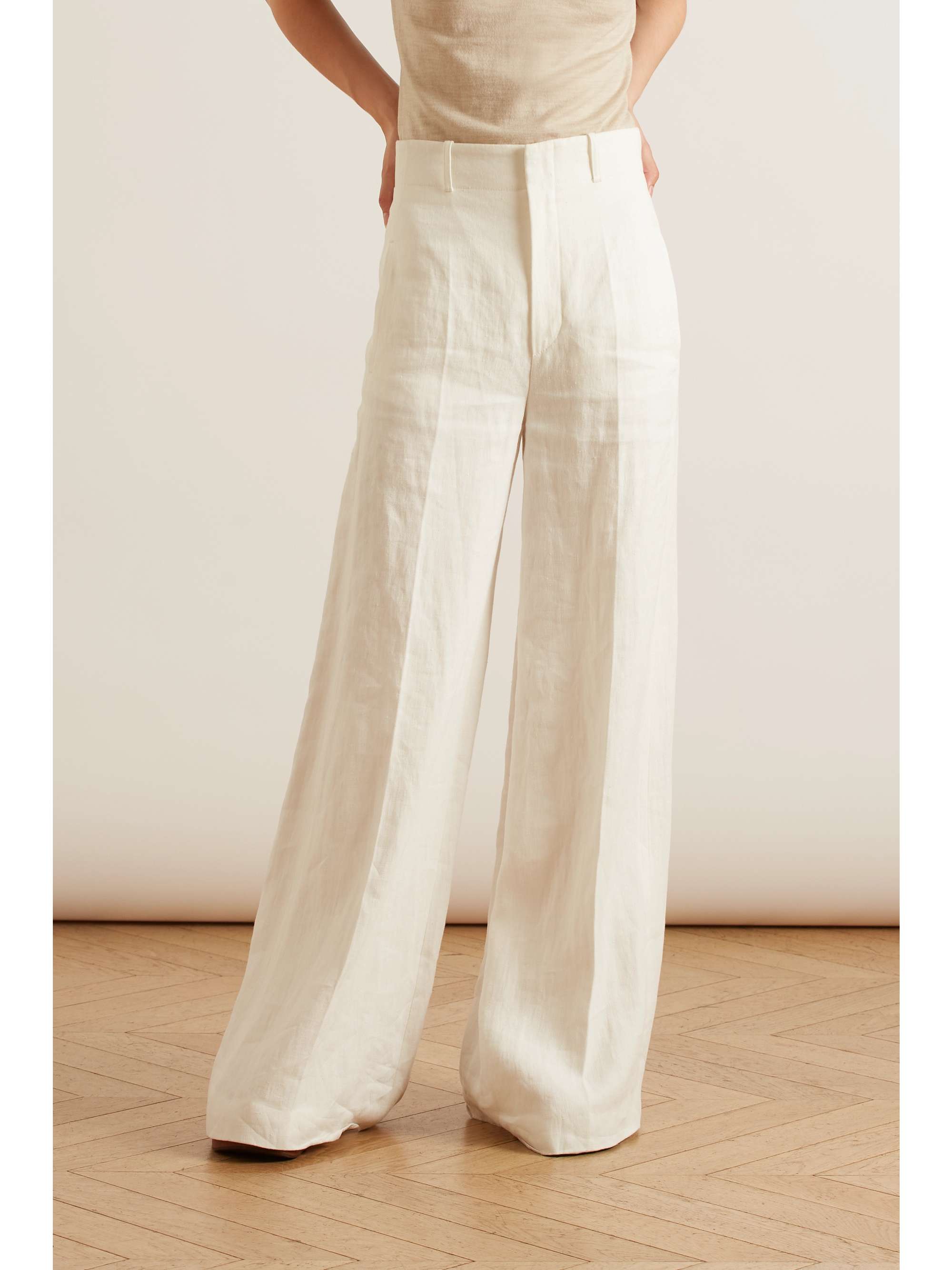 CHLOÉ Pleated linen wide-leg pants