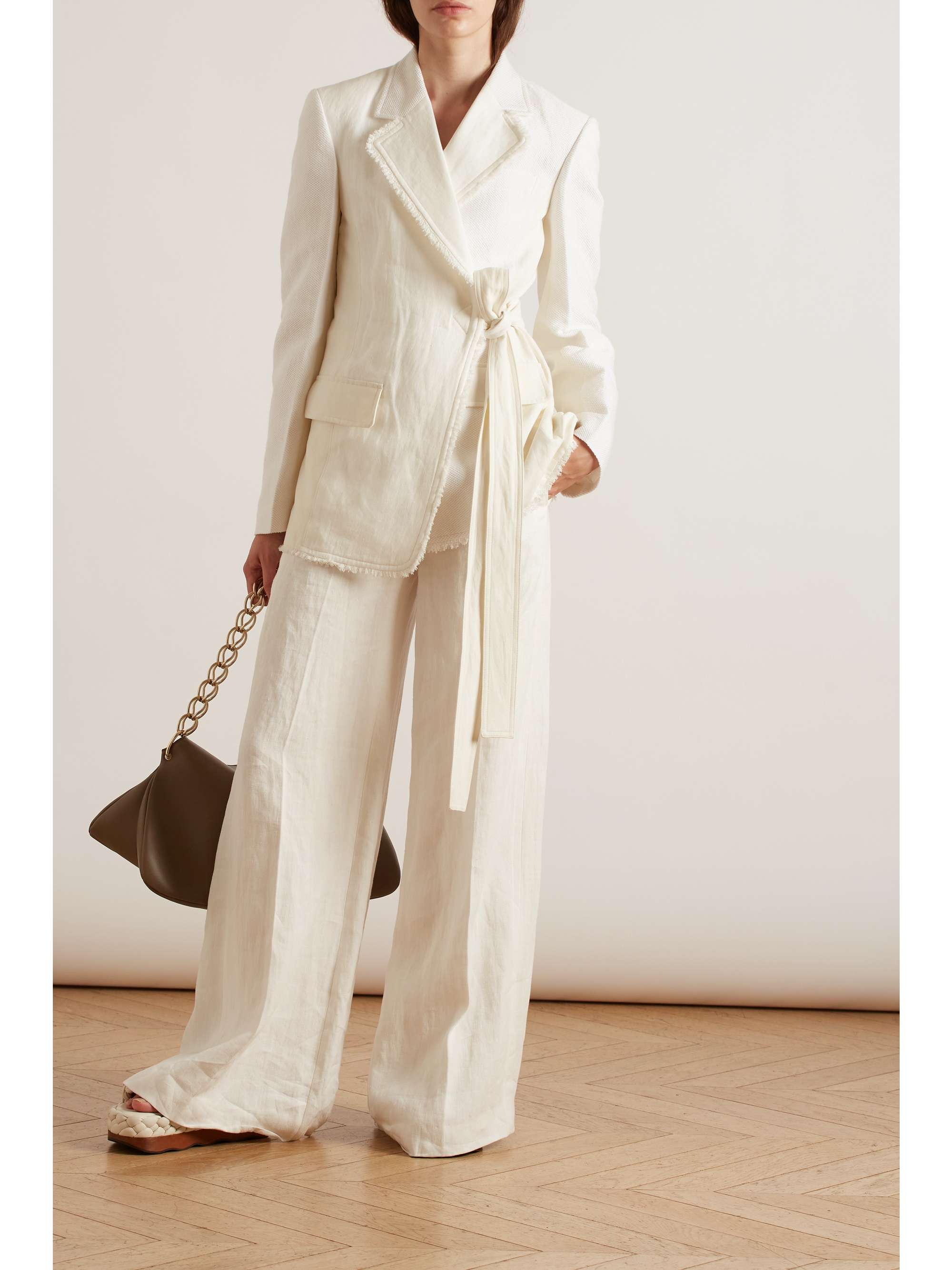 CHLOÉ Pleated linen wide-leg pants