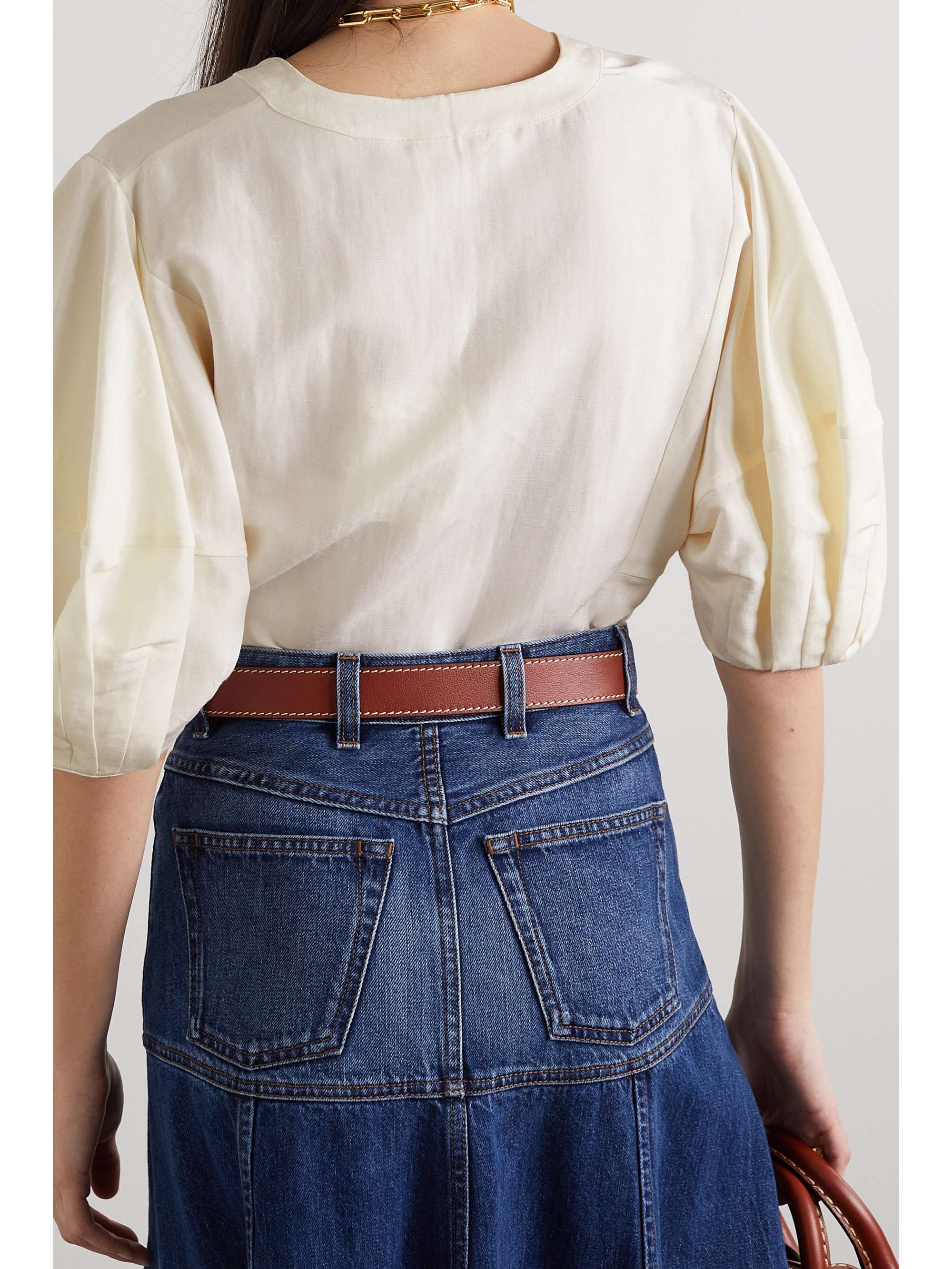 CHLOÉ Linen and silk-blend top