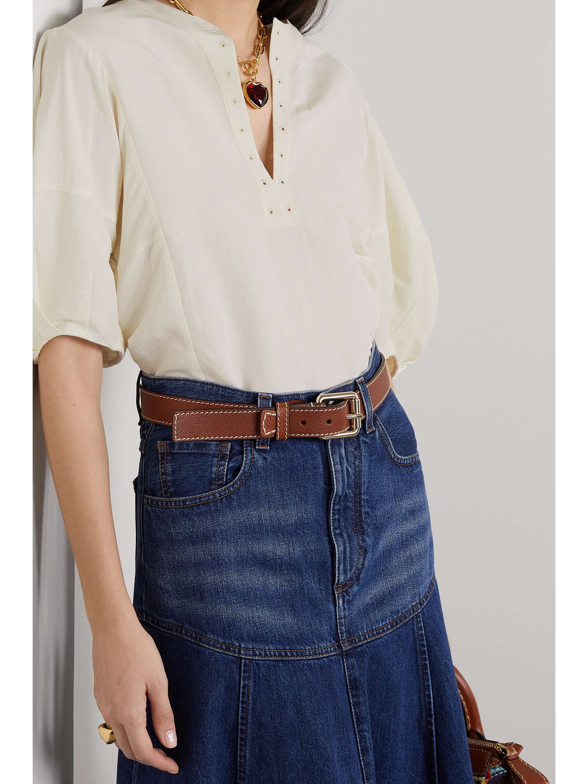 CHLOÉ Linen and silk-blend top