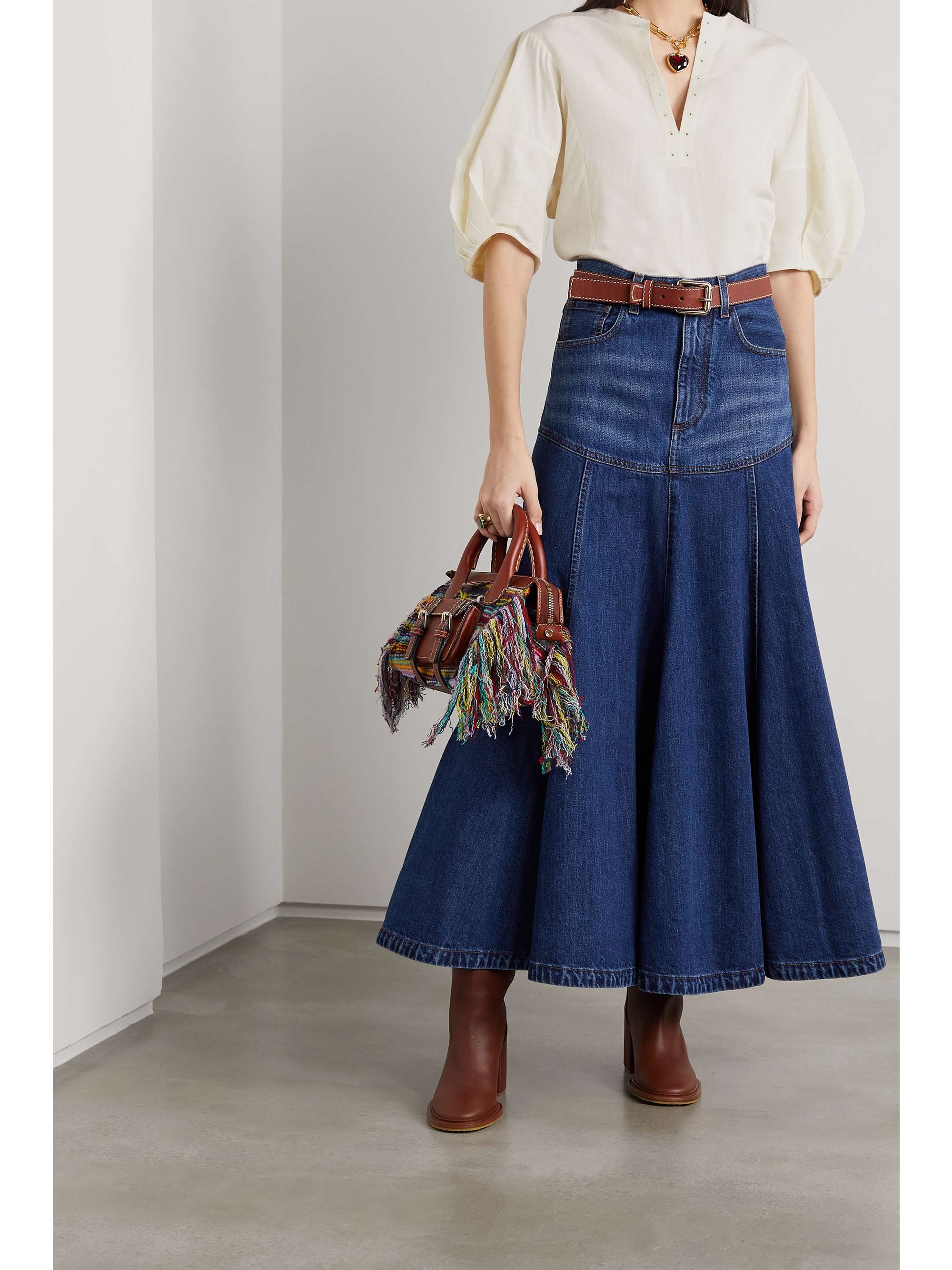 CHLOÉ Linen and silk-blend top