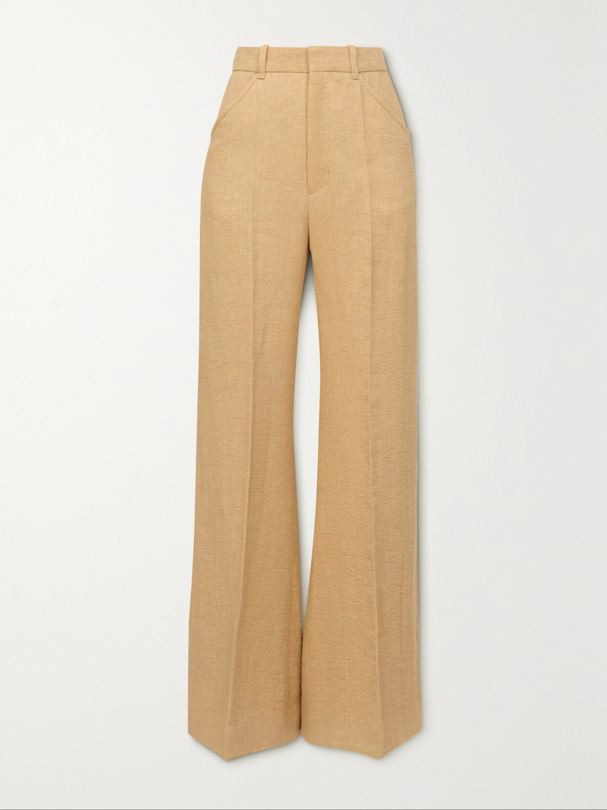 Shop Chloé Linen-corduroy Wide-leg Pants In Neutrals