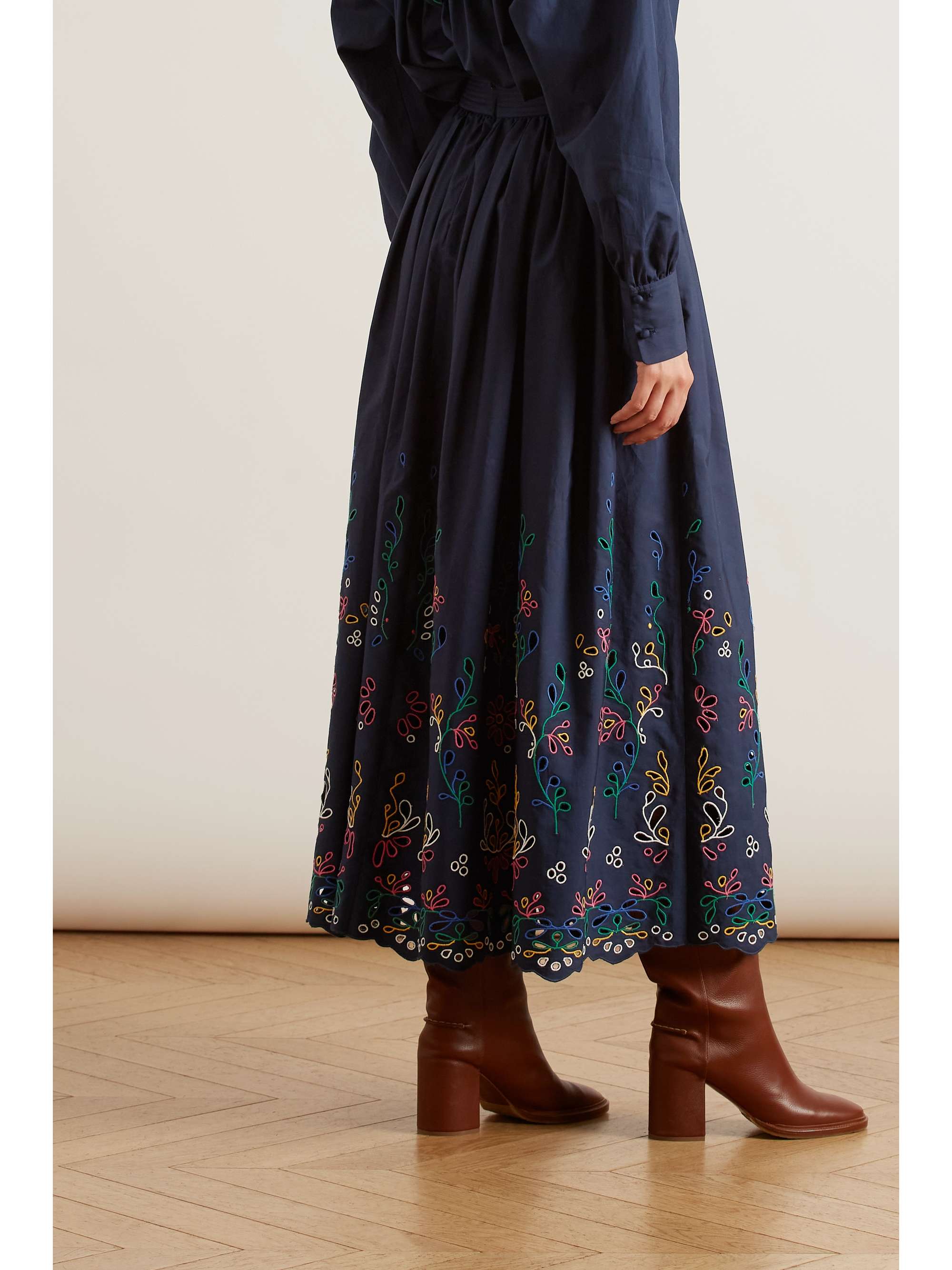 CHLOÉ Broderie anglaise cotton-poplin skirt