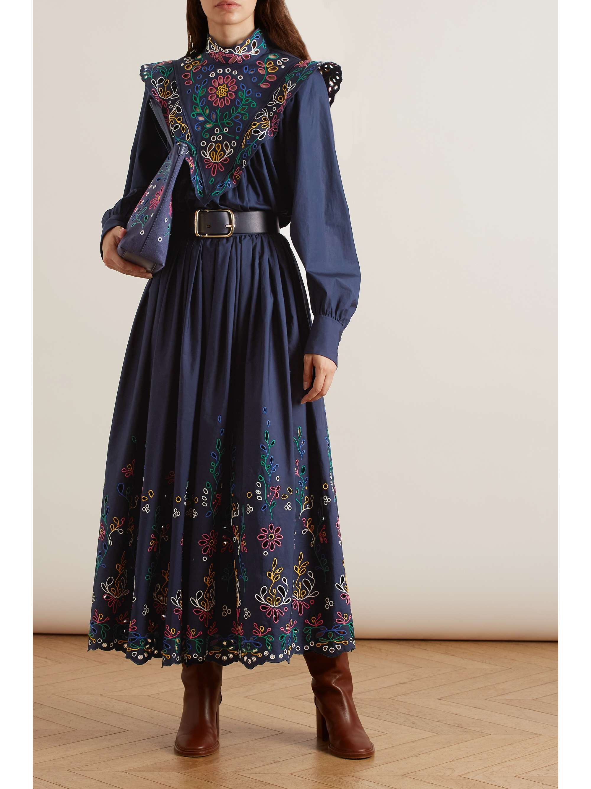 CHLOÉ Broderie anglaise cotton-poplin skirt