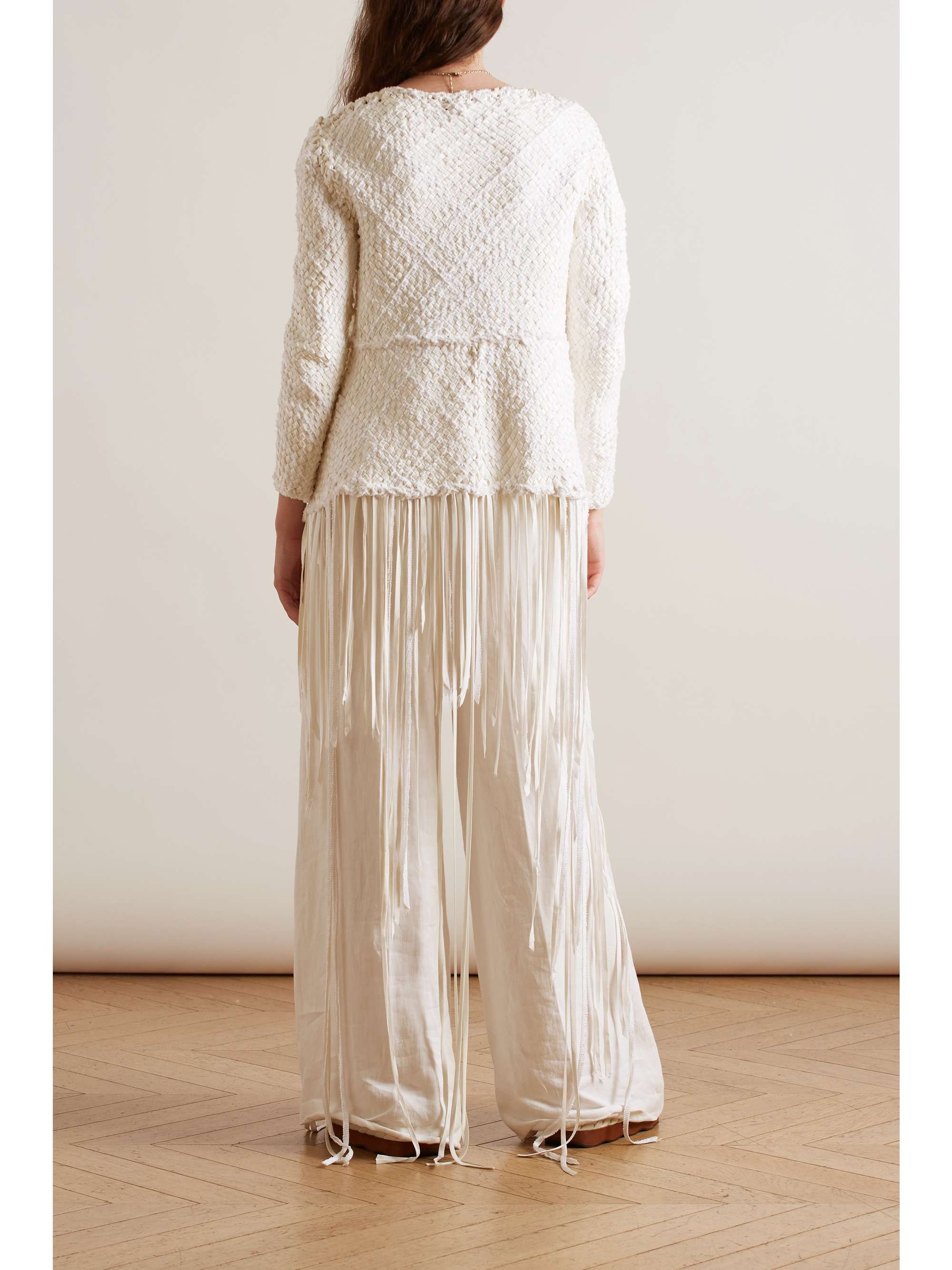 CHLOÉ + NET SUSTAIN fringed silk and linen-blend jacket