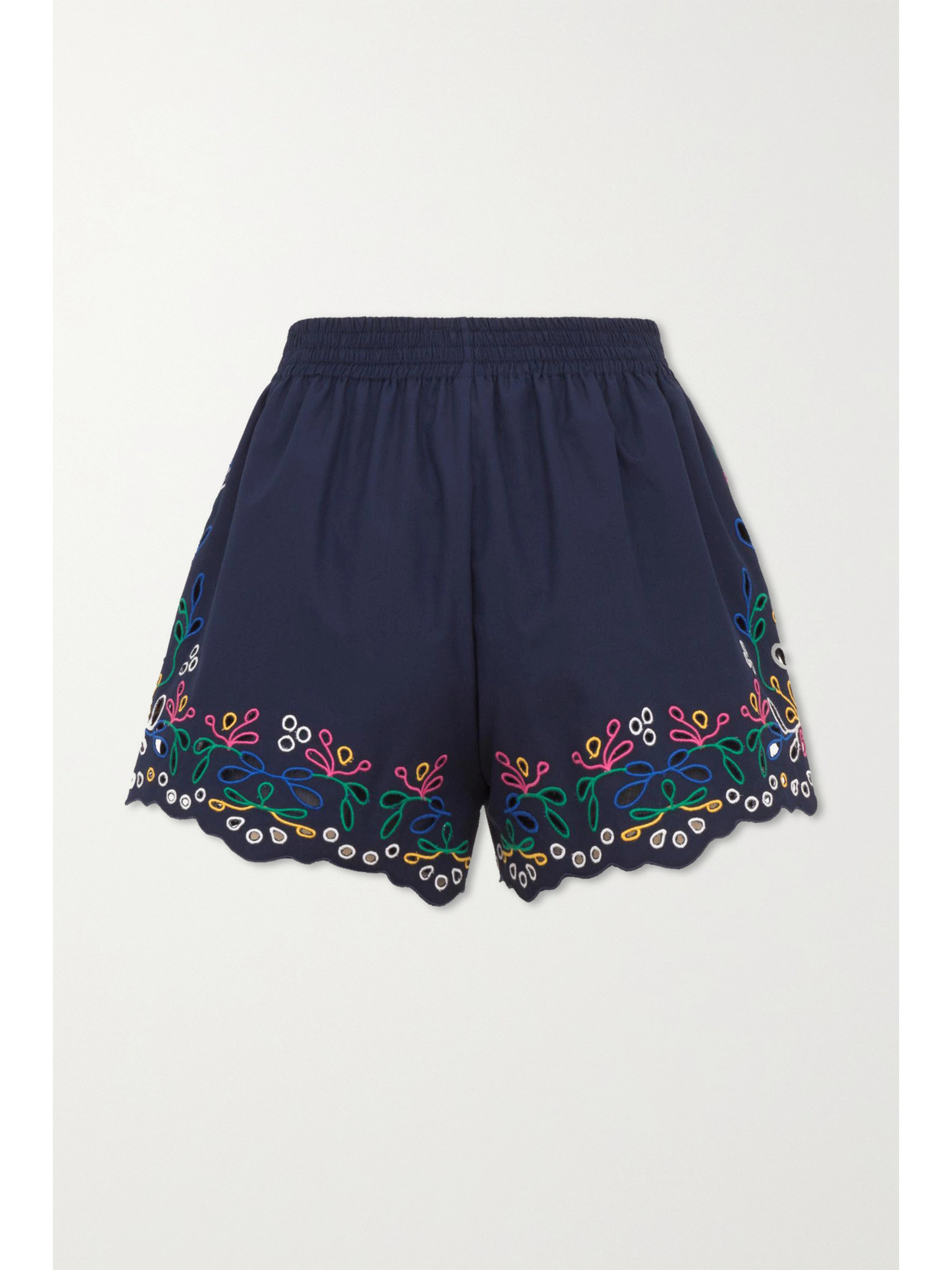 Chloé Broderie Anglaise Cotton-poplin Shorts In Blue
