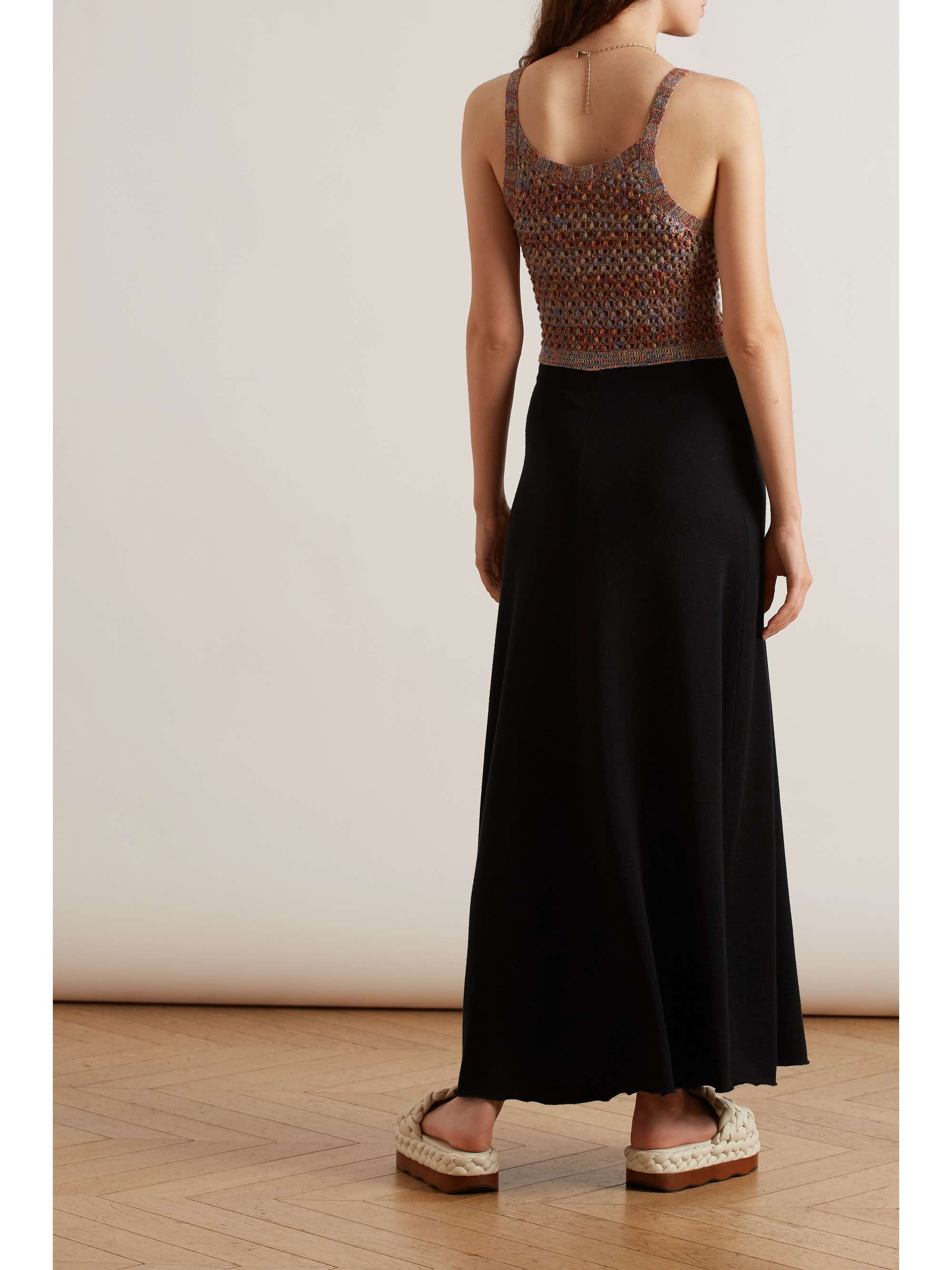 CHLOÉ Crochet-knit and wool, silk and cashmere-blend maxi dress