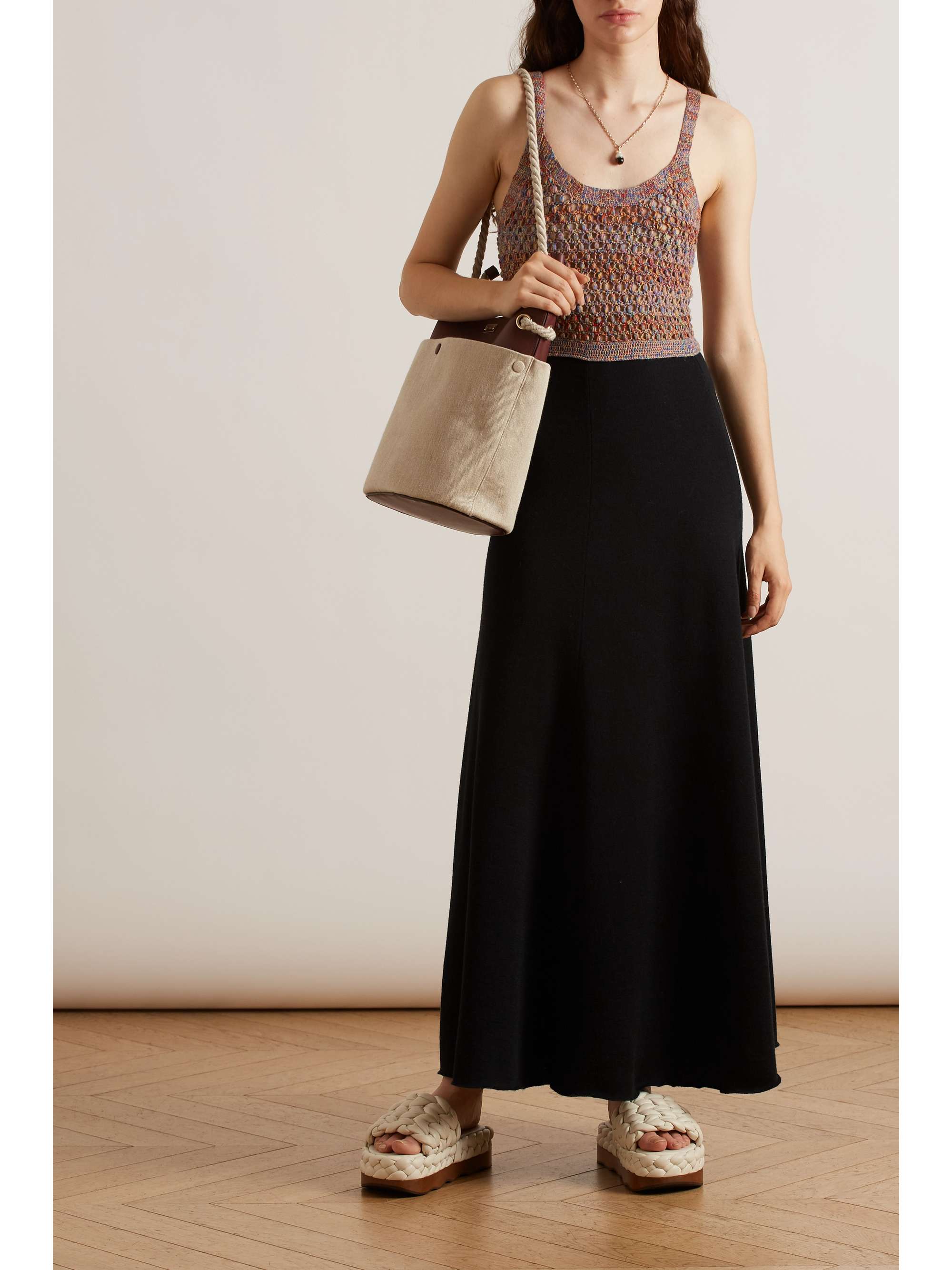 CHLOÉ Crochet-knit and wool, silk and cashmere-blend maxi dress