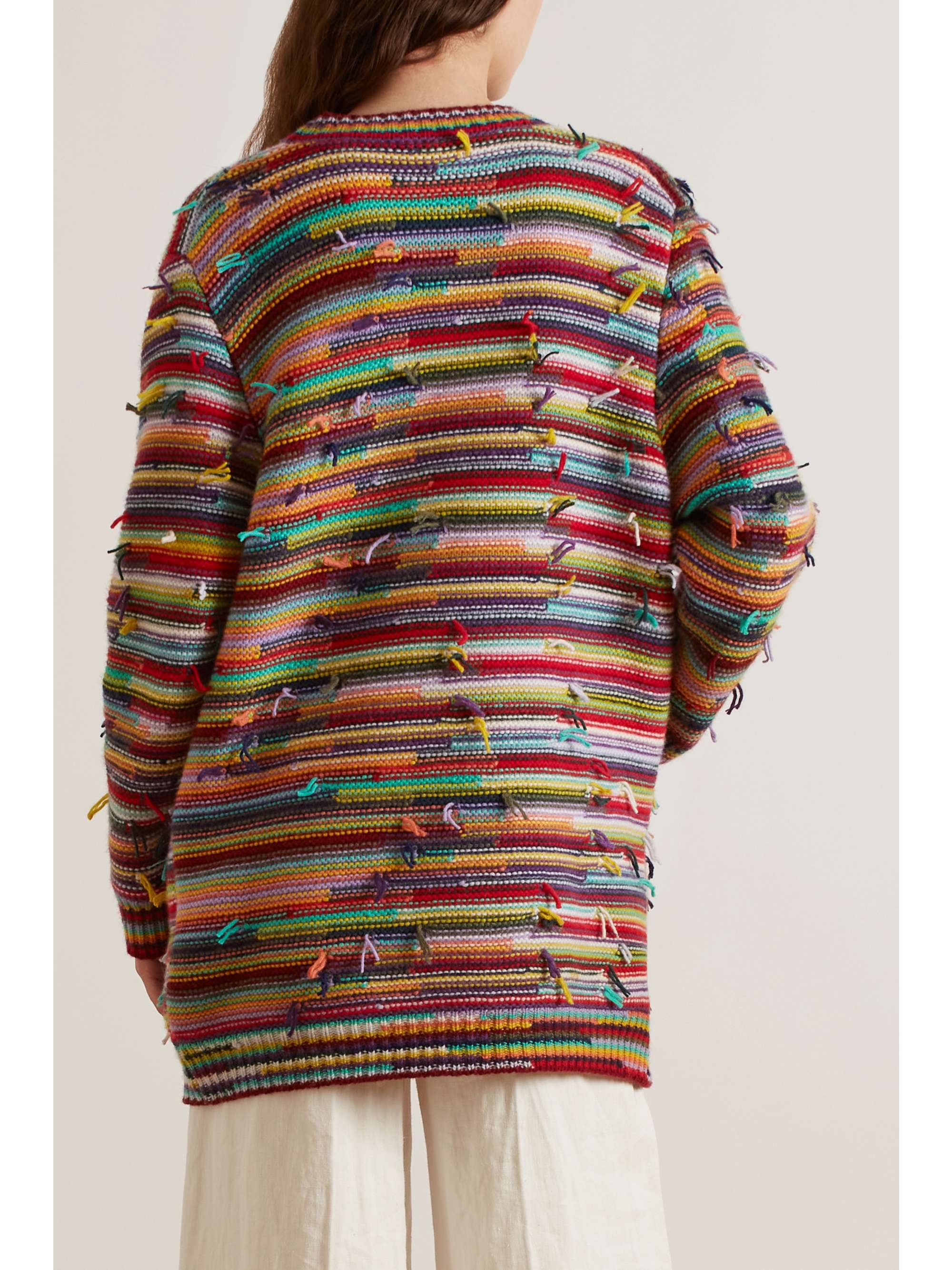 CHLOÉ Oversized striped cashmere and wool-blend cardigan