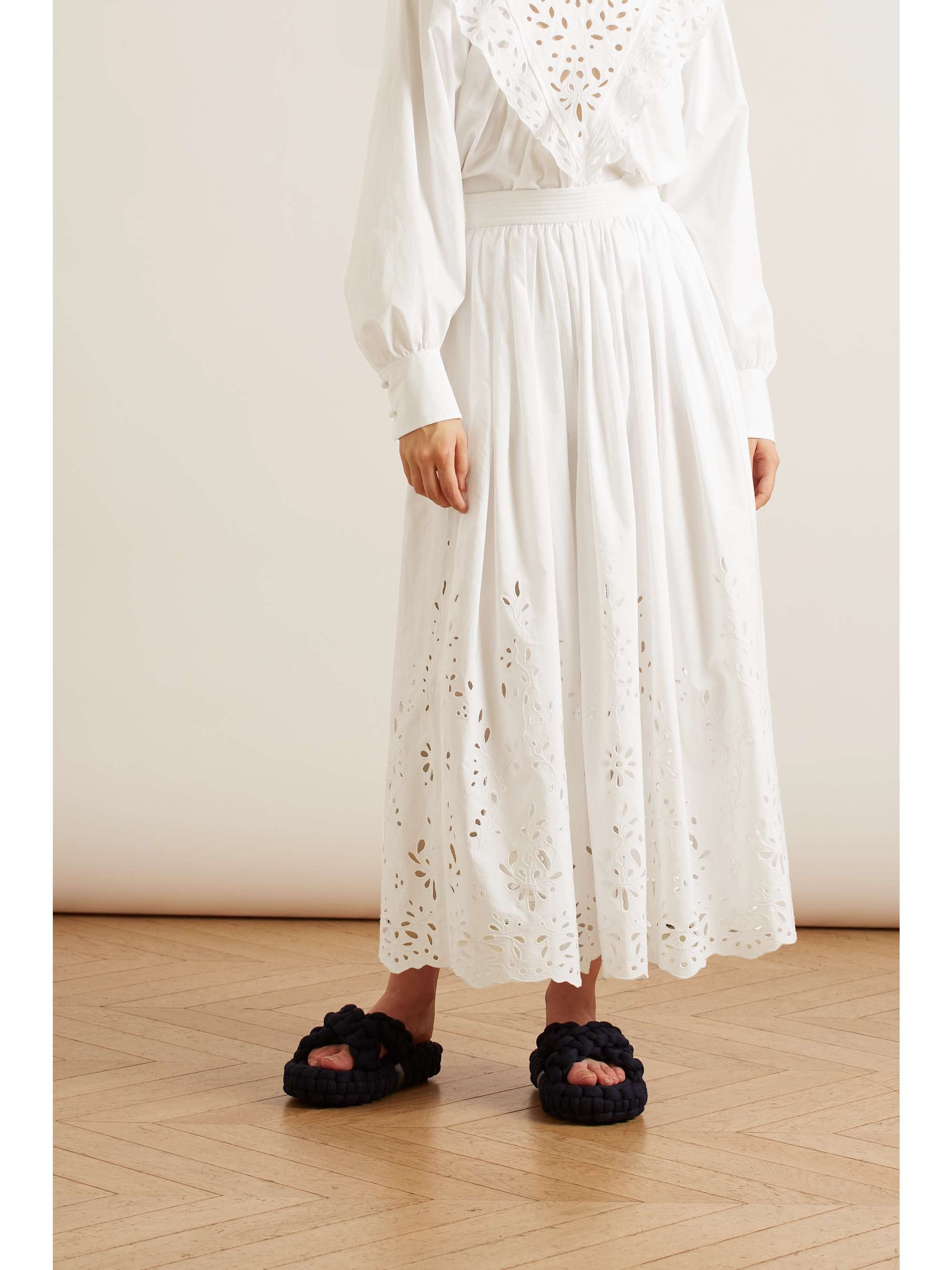 CHLOÉ Broderie anglaise cotton-poplin skirt