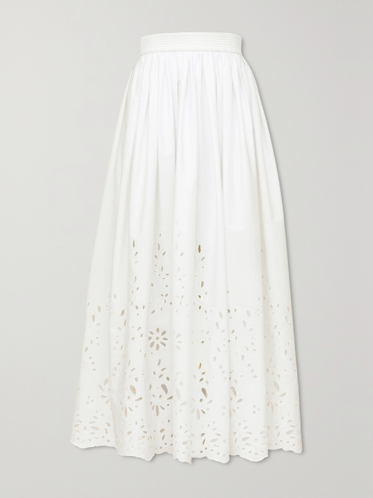 CHLOÉ BRODERIE ANGLAISE COTTON-POPLIN SKIRT