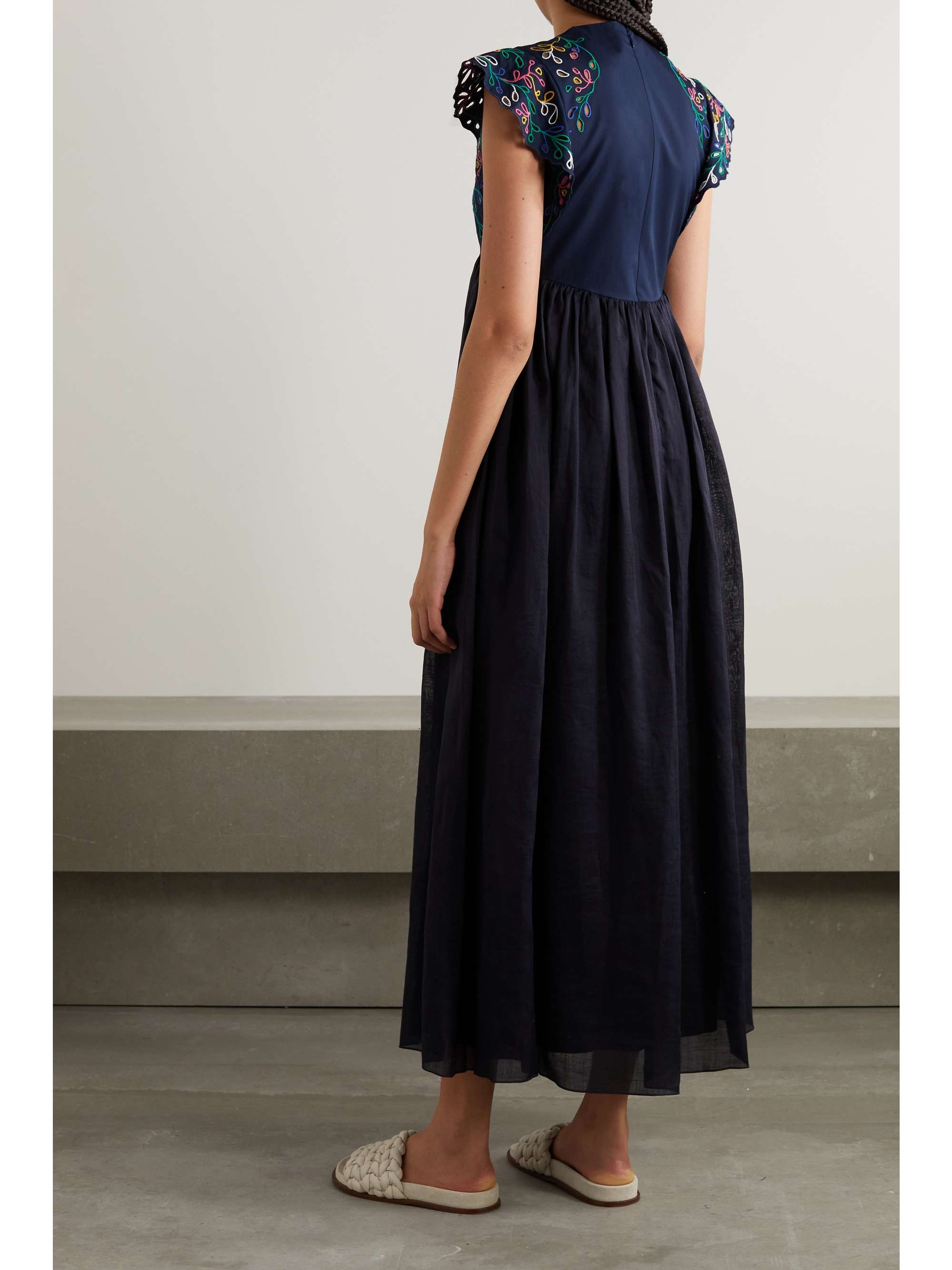CHLOÉ Broderie anglaise cotton-poplin maxi dress