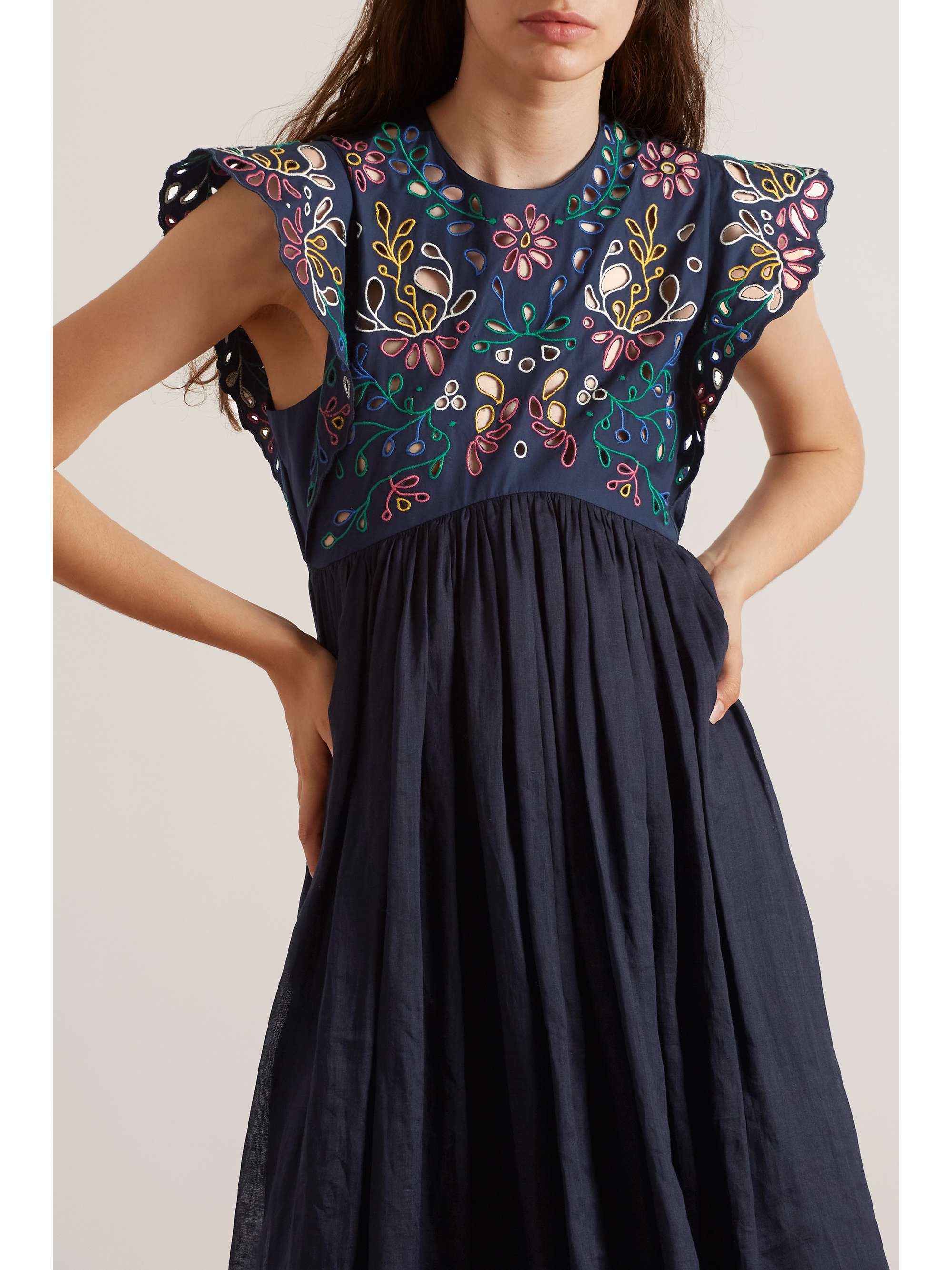 CHLOÉ Broderie anglaise cotton-poplin maxi dress
