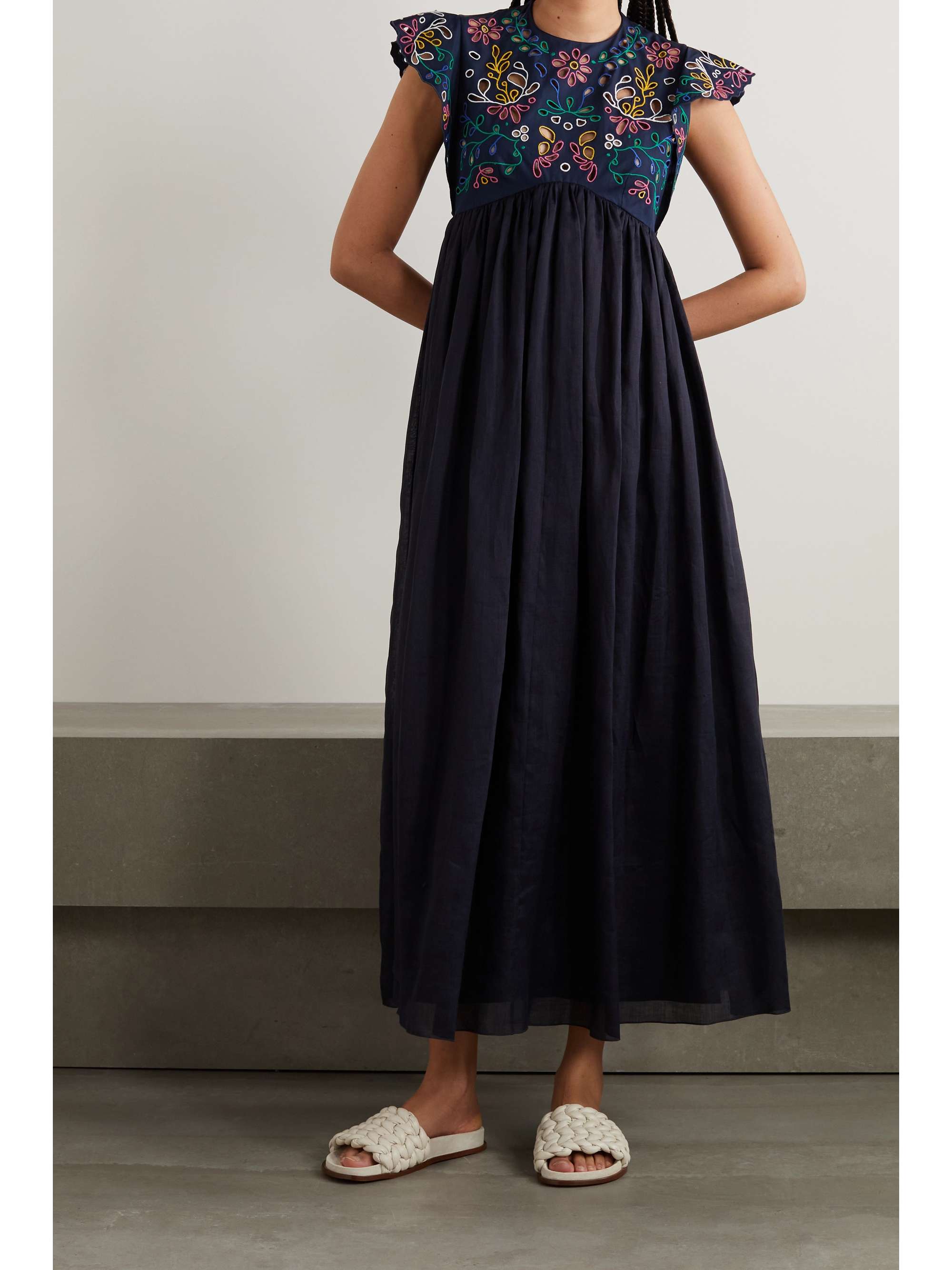 CHLOÉ Broderie anglaise cotton-poplin maxi dress
