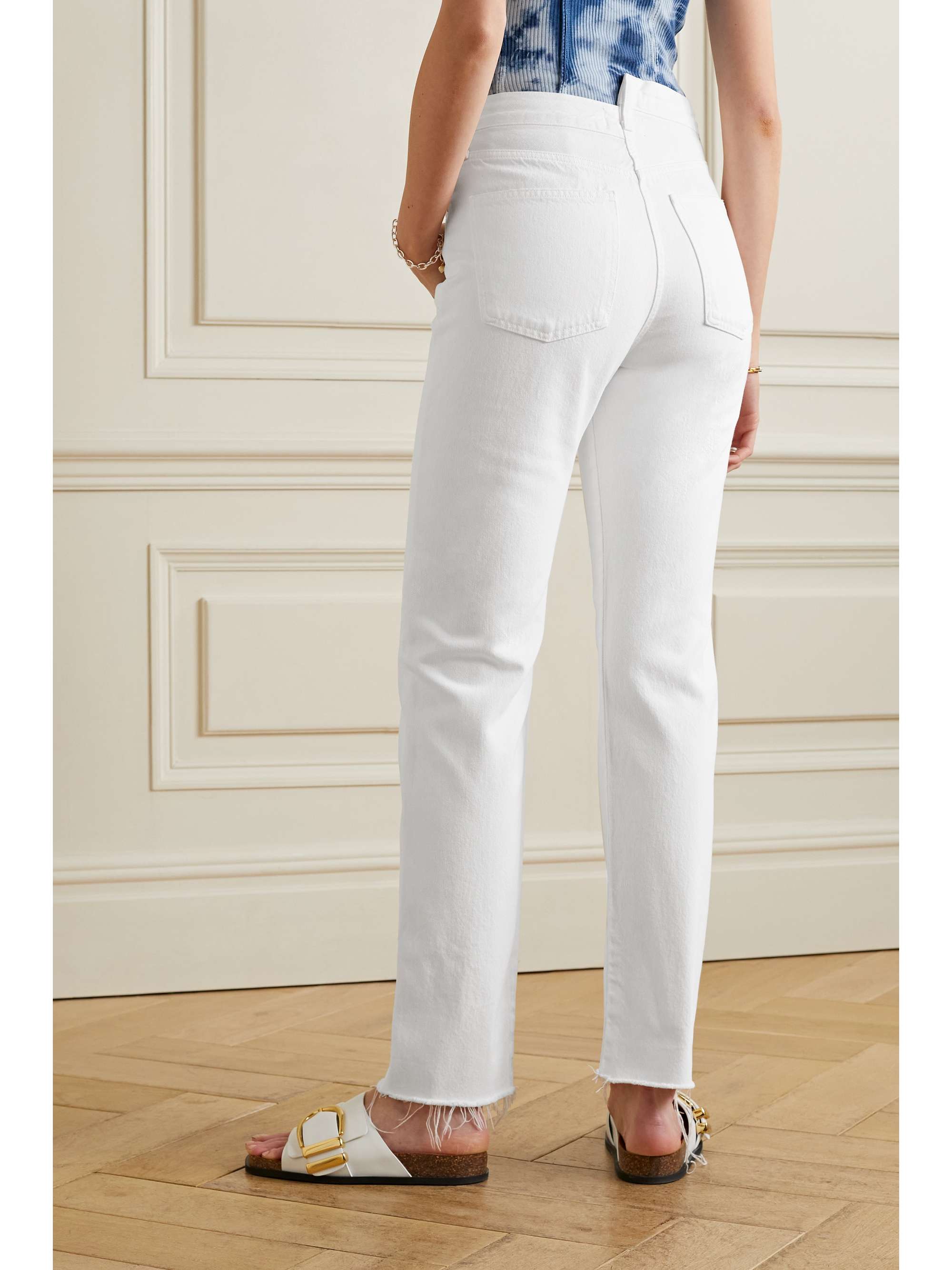 AGOLDE Criss Cross frayed high-rise straight-leg organic jeans