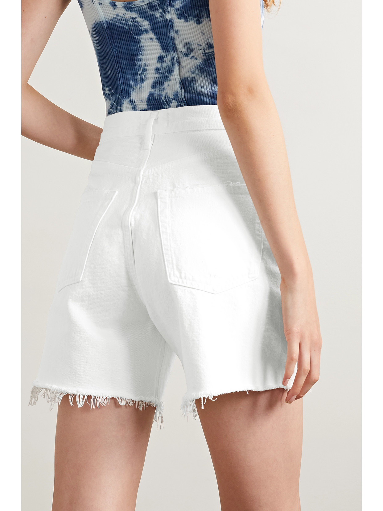 AGOLDE - Stella Frayed Organic Denim Shorts - White