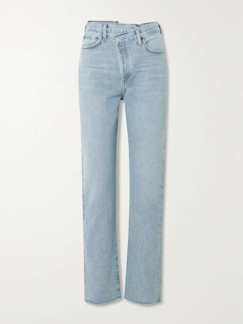 AGOLDE Criss Cross Frayed High-rise Straight-leg Organic Jeans