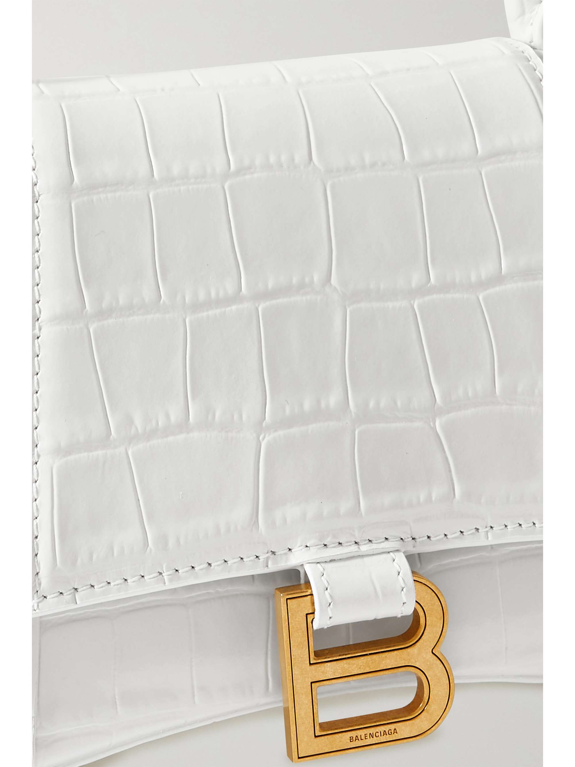 BALENCIAGA Hourglass small croc-effect leather tote