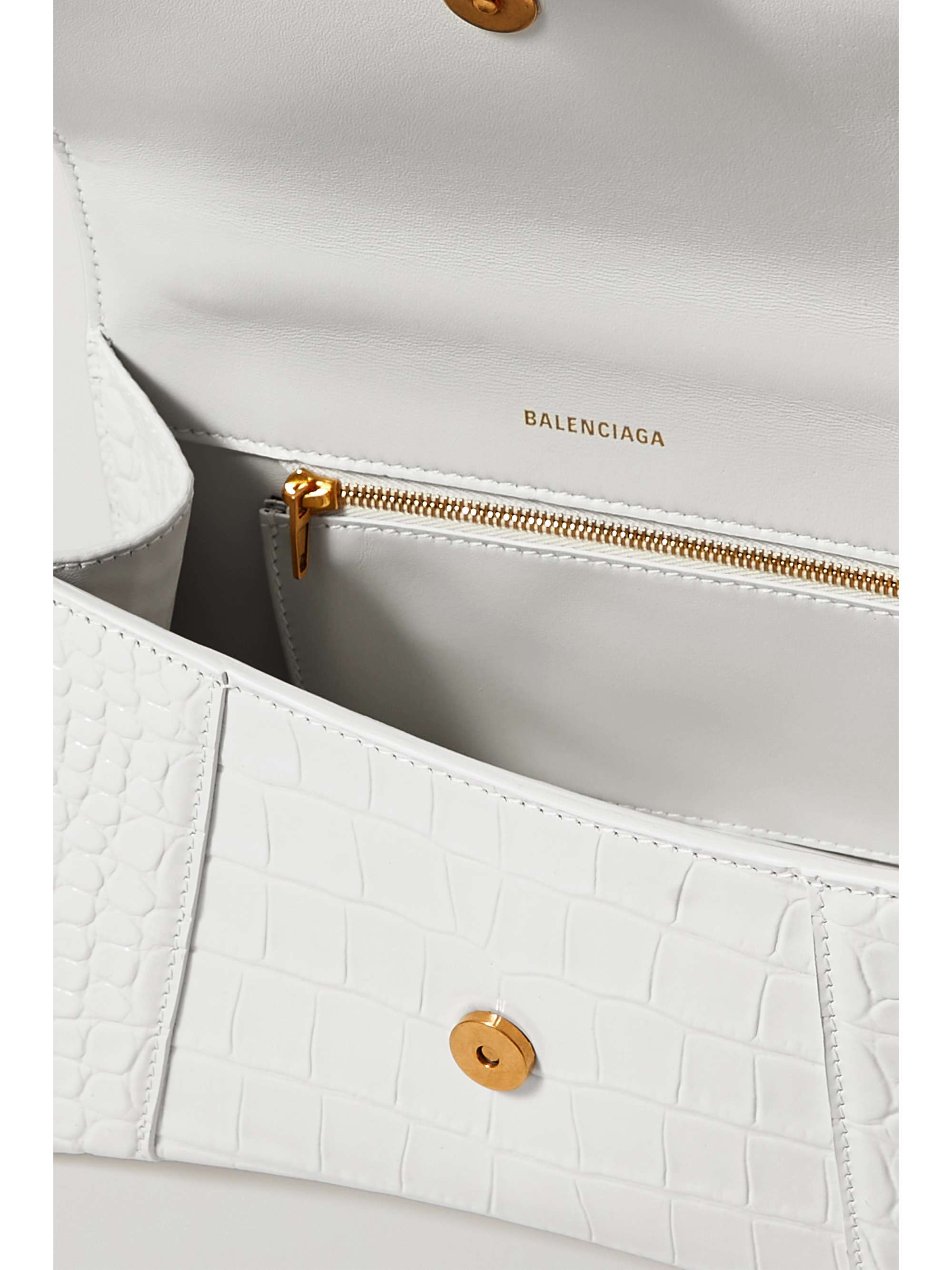 BALENCIAGA Hourglass small croc-effect leather tote