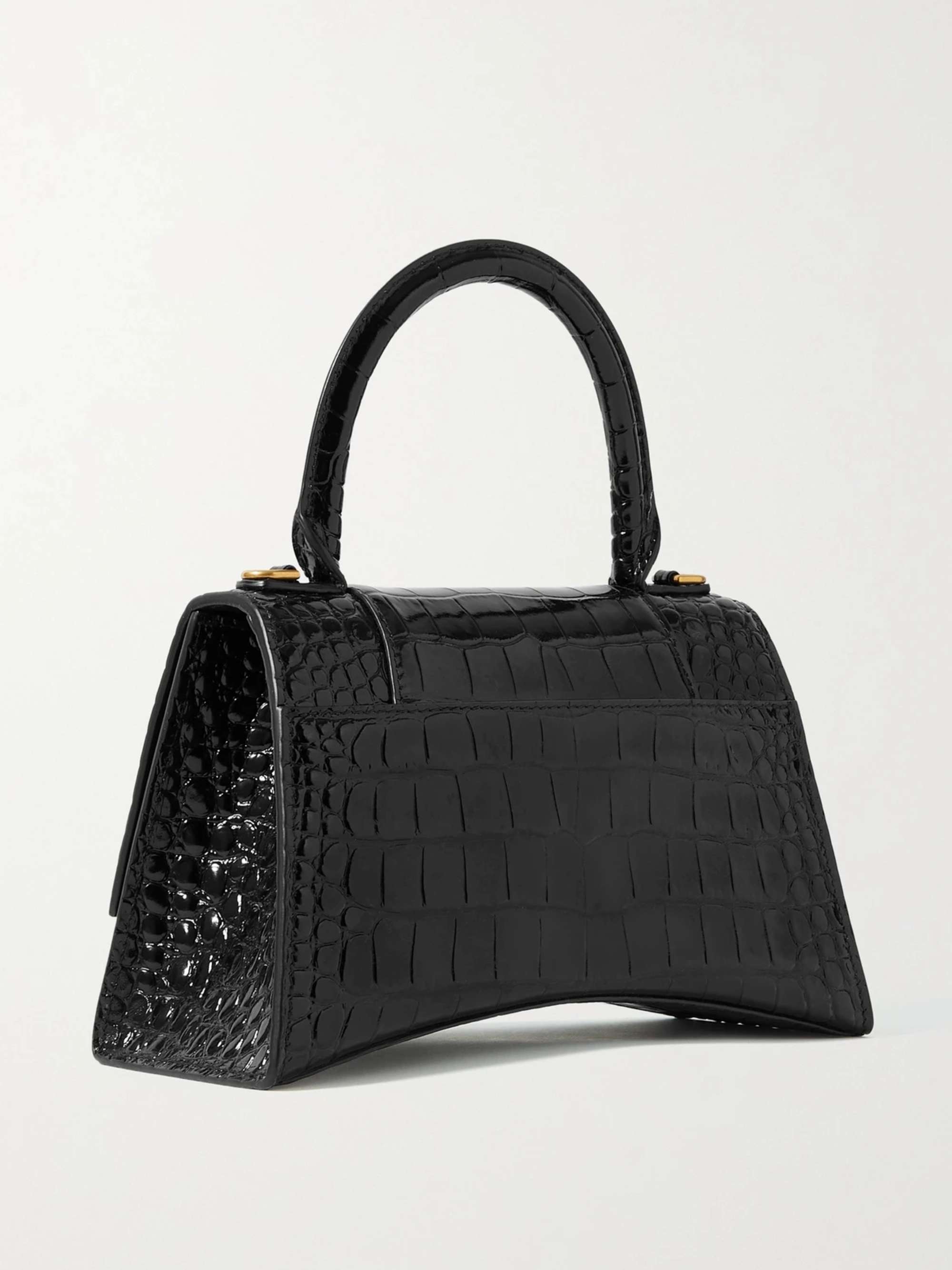 BALENCIAGA Hourglass small croc-effect leather tote