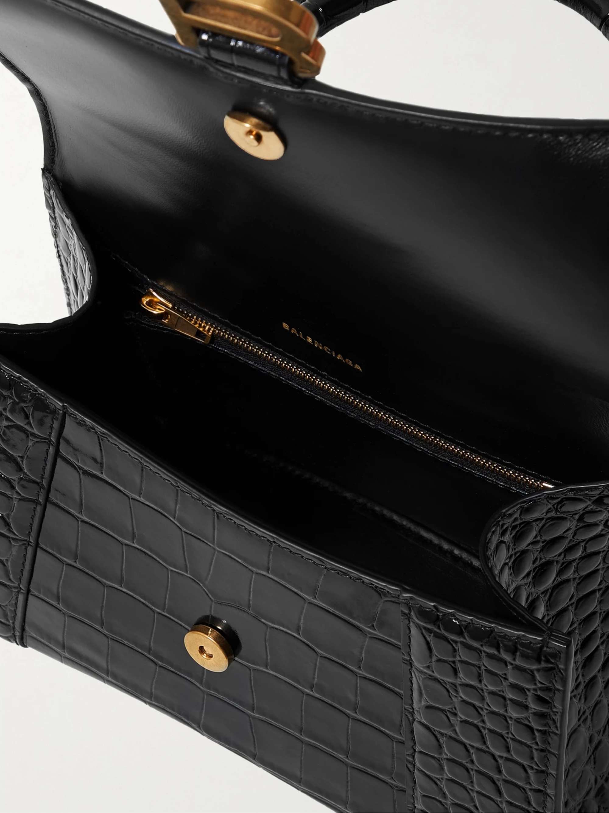 BALENCIAGA Hourglass small croc-effect leather tote