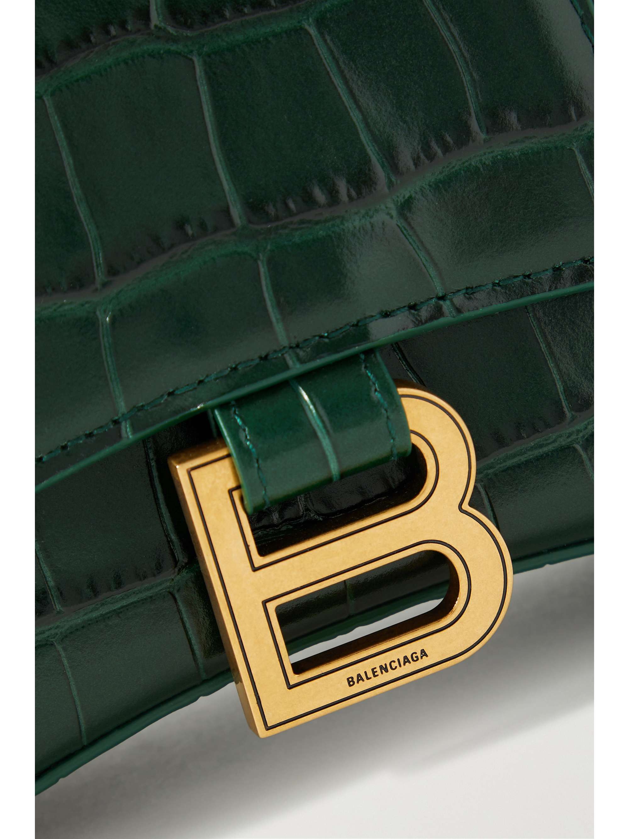 BALENCIAGA Hourglass XS glittered leather tote