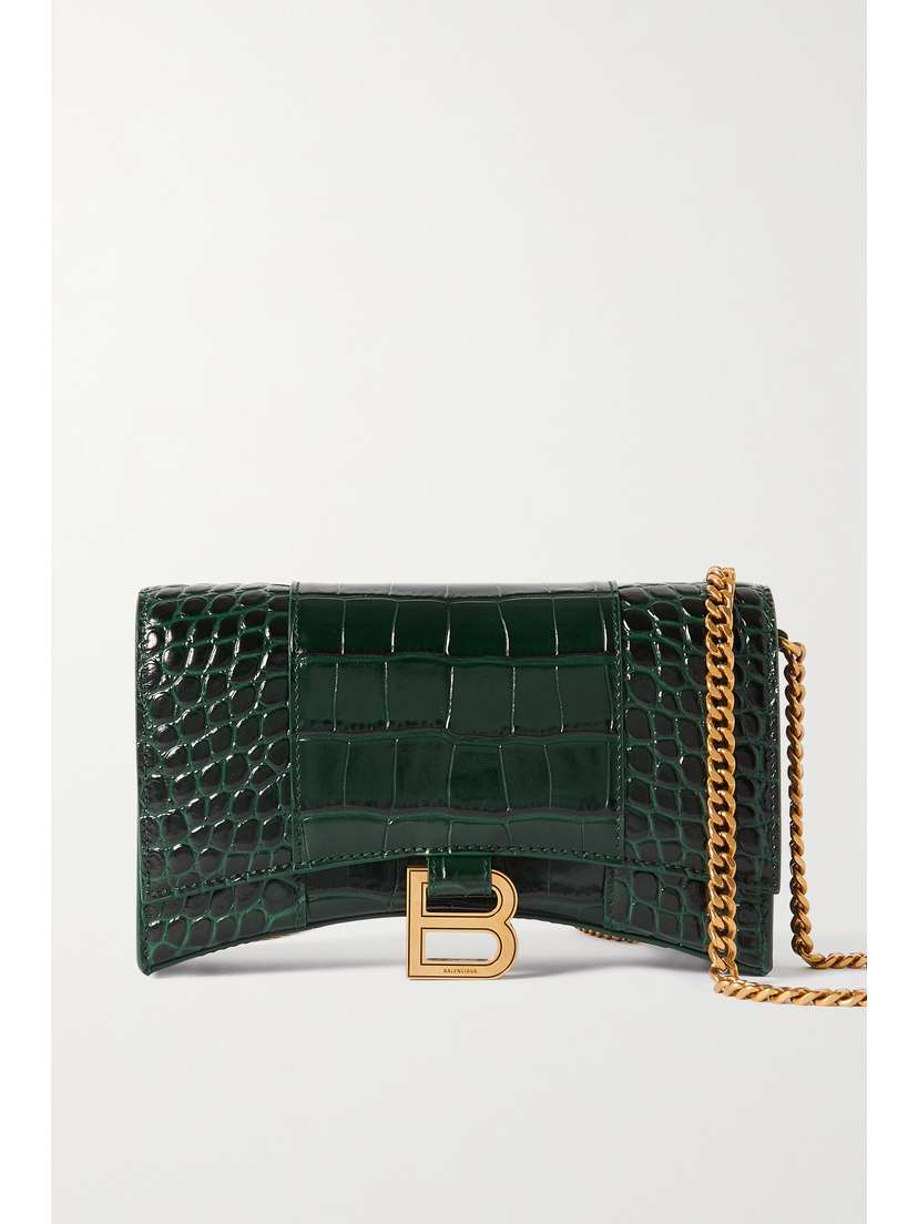 Balenciaga Hourglass Croc-effect Leather Shoulder Bag