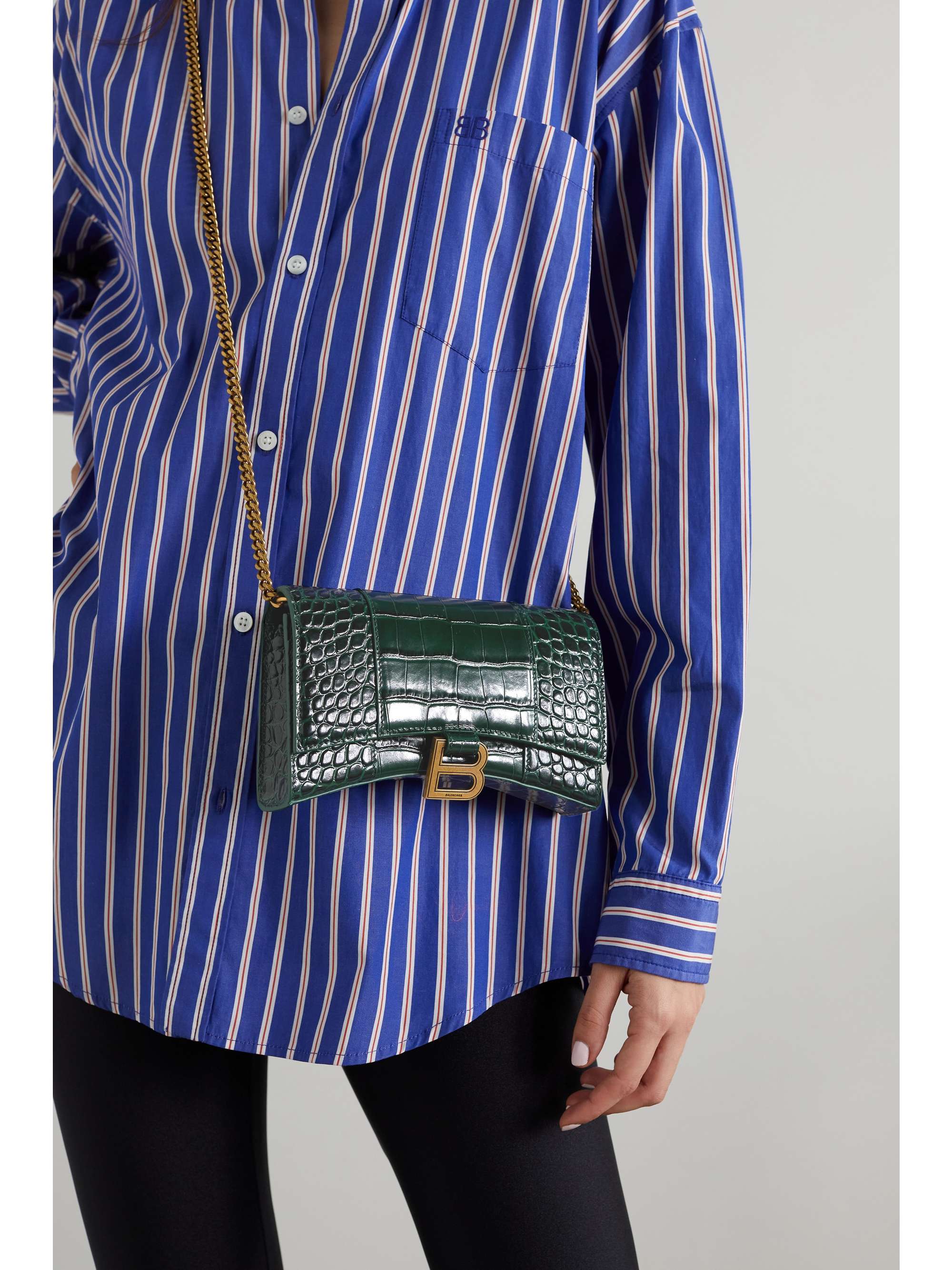 balenciaga hourglass leather shoulder bag