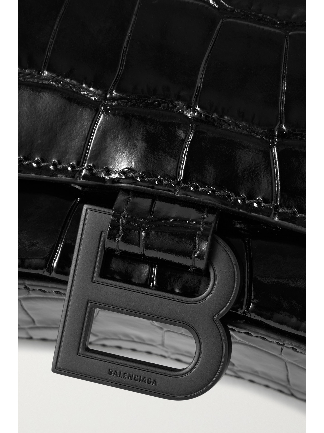 Balenciaga Green Leather Shoulder Handbag With Magnetic Closure And Metal Details In Black