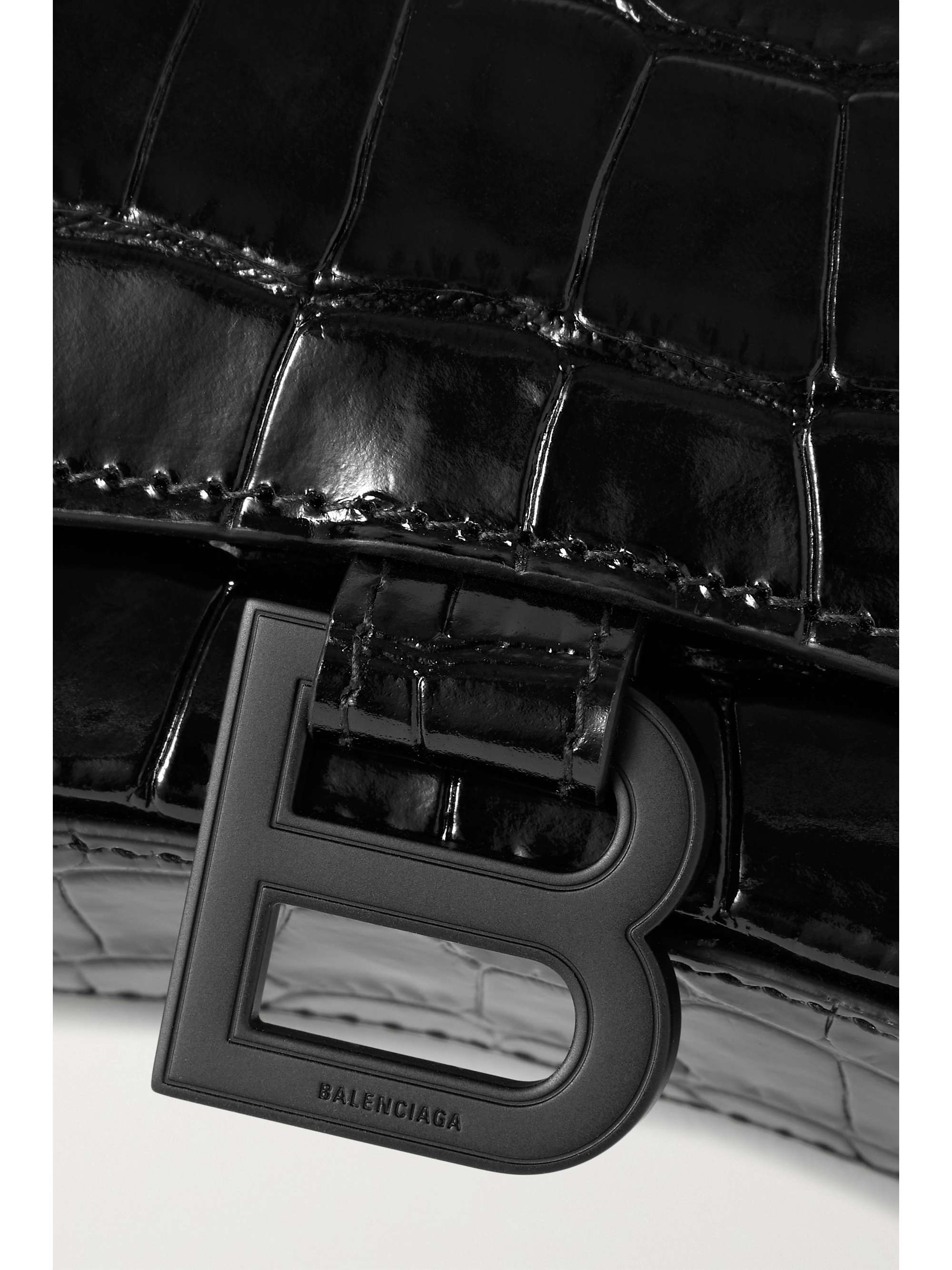 BALENCIAGA Hourglass croc-effect leather shoulder bag | NET-A-PORTER