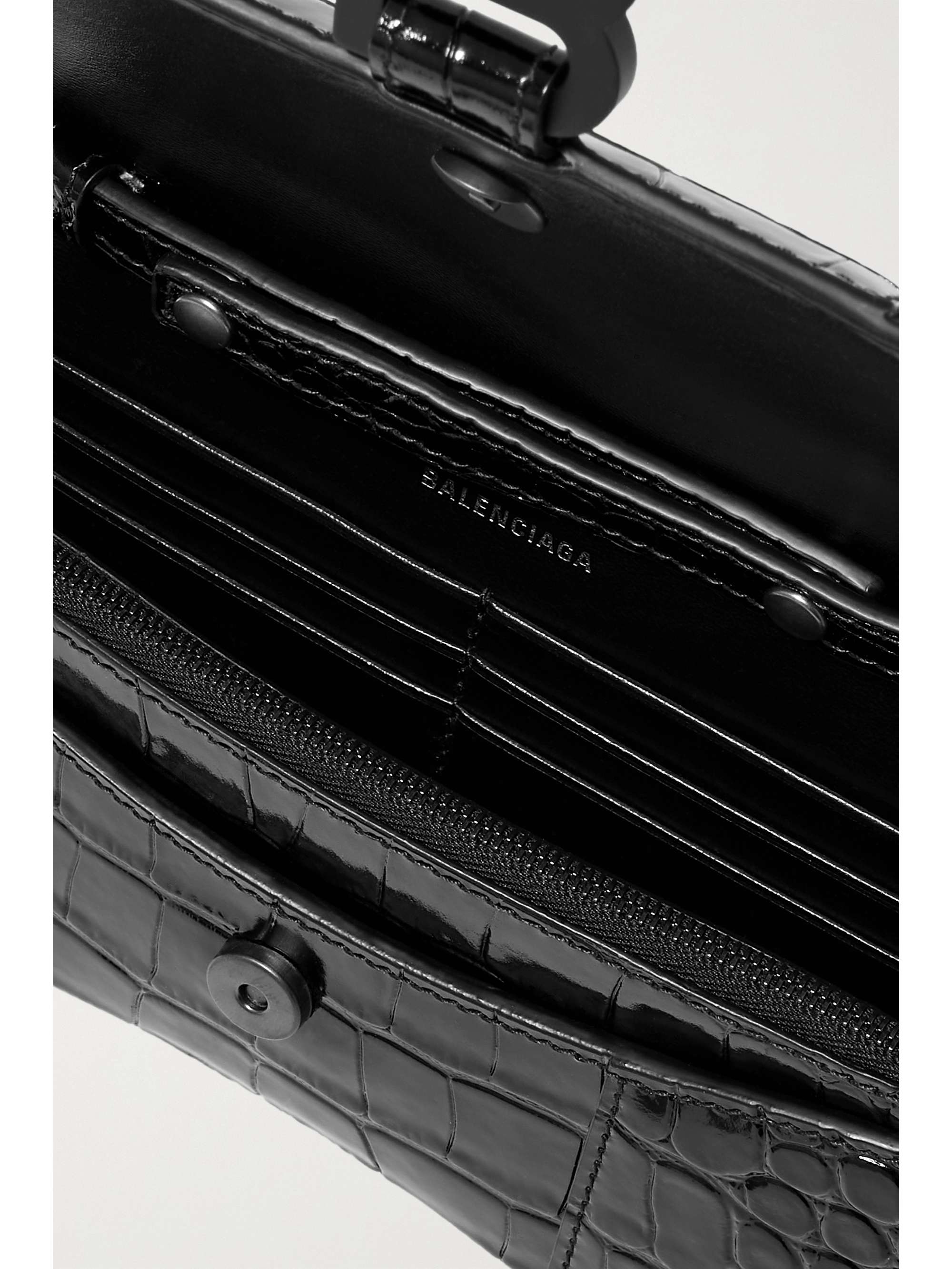 BALENCIAGA Hourglass croc-effect leather shoulder bag