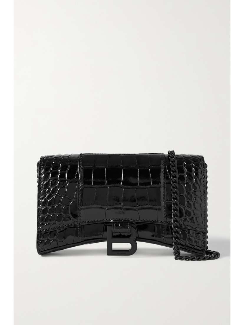 Balenciaga Hourglass Croc-effect Leather Shoulder Bag