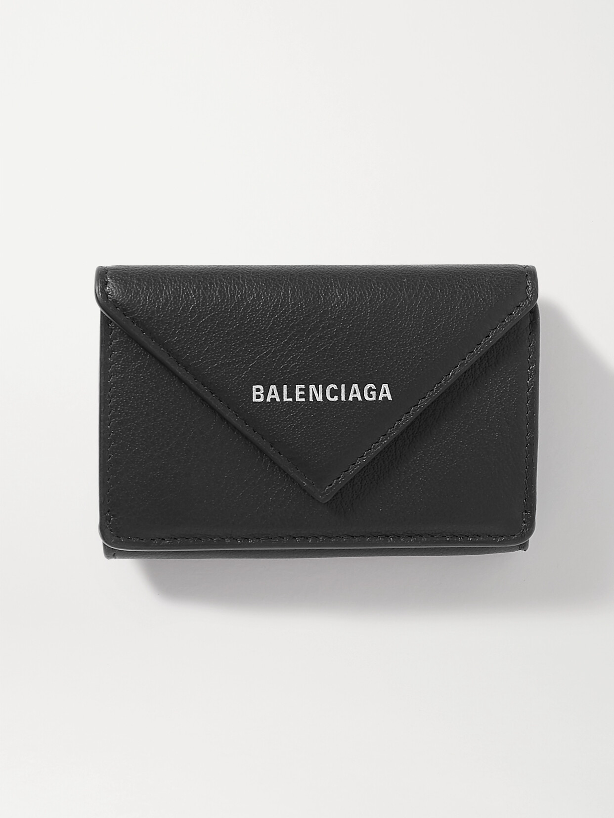 Shop Balenciaga Papier Mini Printed Textured-leather Wallet In Black