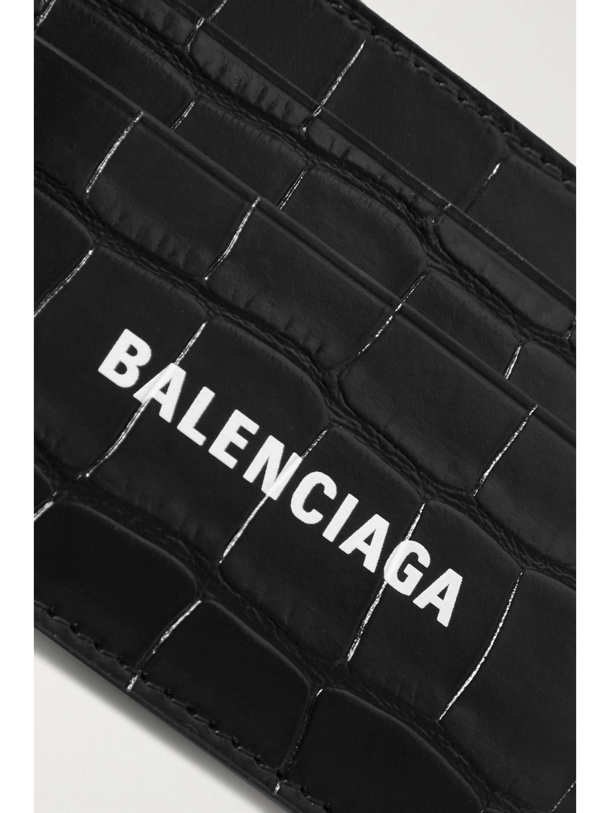 BALENCIAGA Cash printed croc-effect leather cardholder