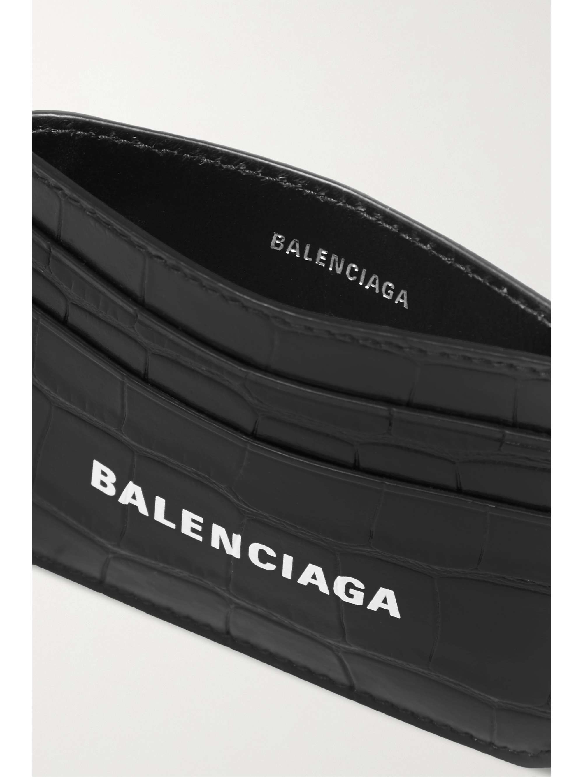 BALENCIAGA Cash printed croc-effect leather cardholder | NET