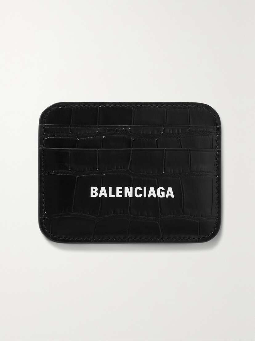 Balenciaga Cash Printed Croc-effect Leather Cardholder