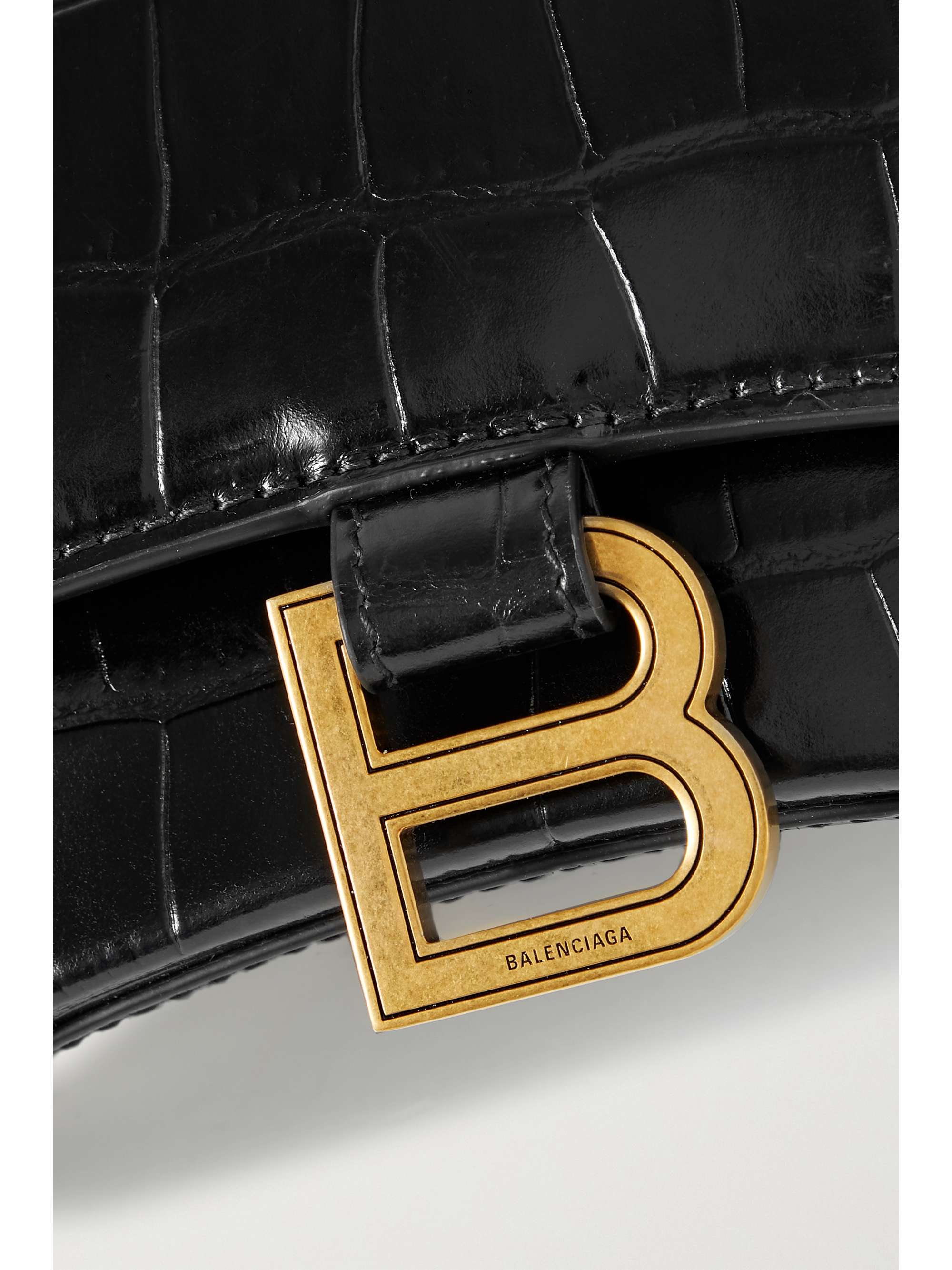 BALENCIAGA Hourglass XS glittered leather tote
