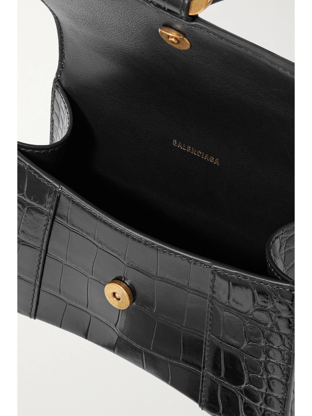 Balenciaga Borsa Hourglass Small Con Lavorazione Coccodrillo Da Donna In Nero In Black