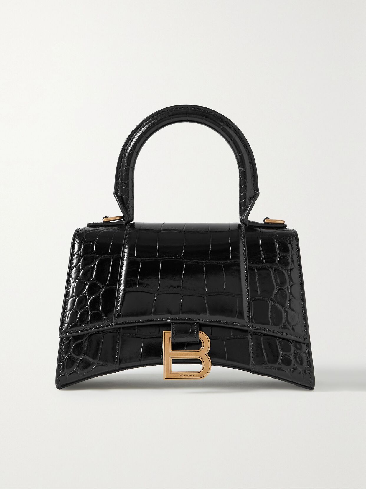 Hourglass XS croc-effect leather tote