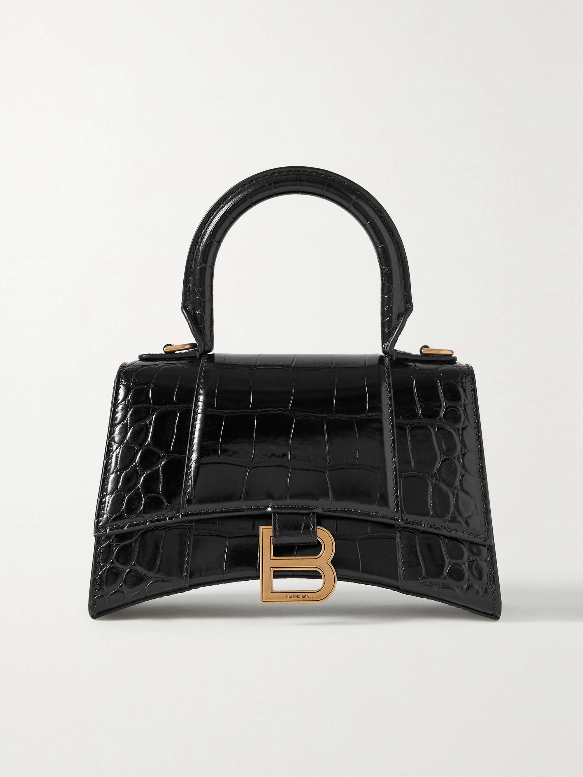 Balenciaga Hourglass Xs Bag in Crocodile Print Leather