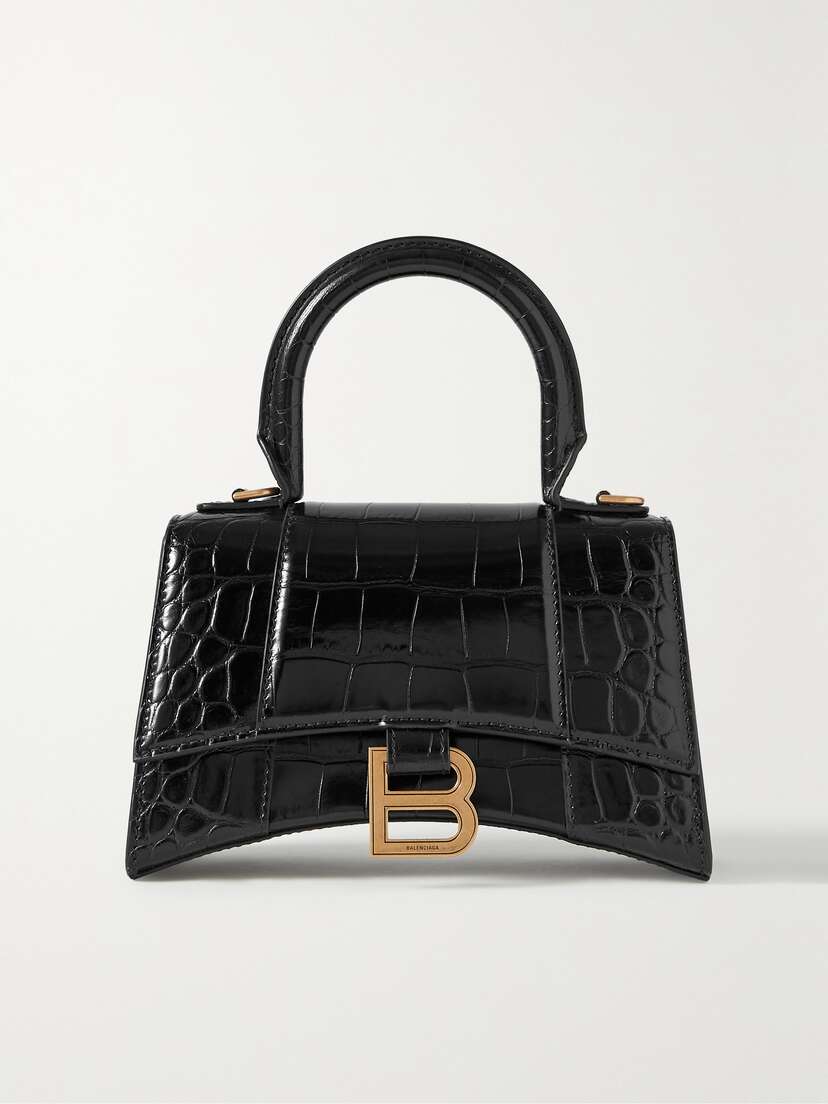 Balenciaga Hourglass Xs Croc-effect Leather Tote