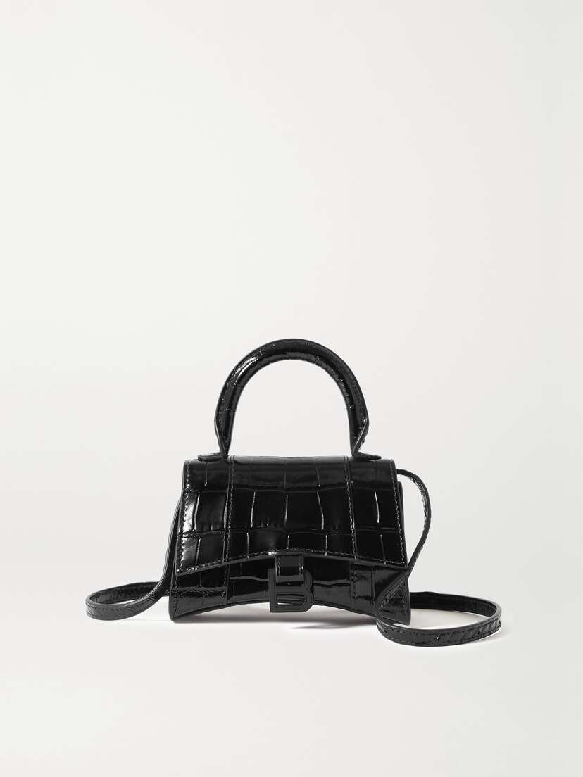 Balenciaga Hourglass Nano Croc-effect Leather Tote