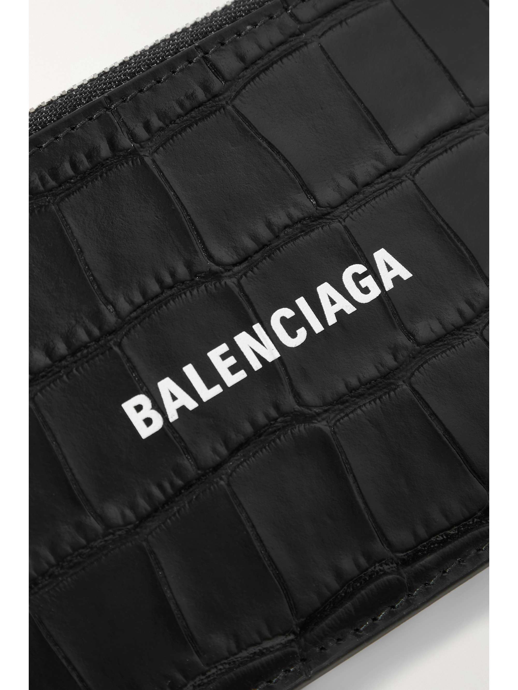 BALENCIAGA Cash printed croc-effect leather cardholder