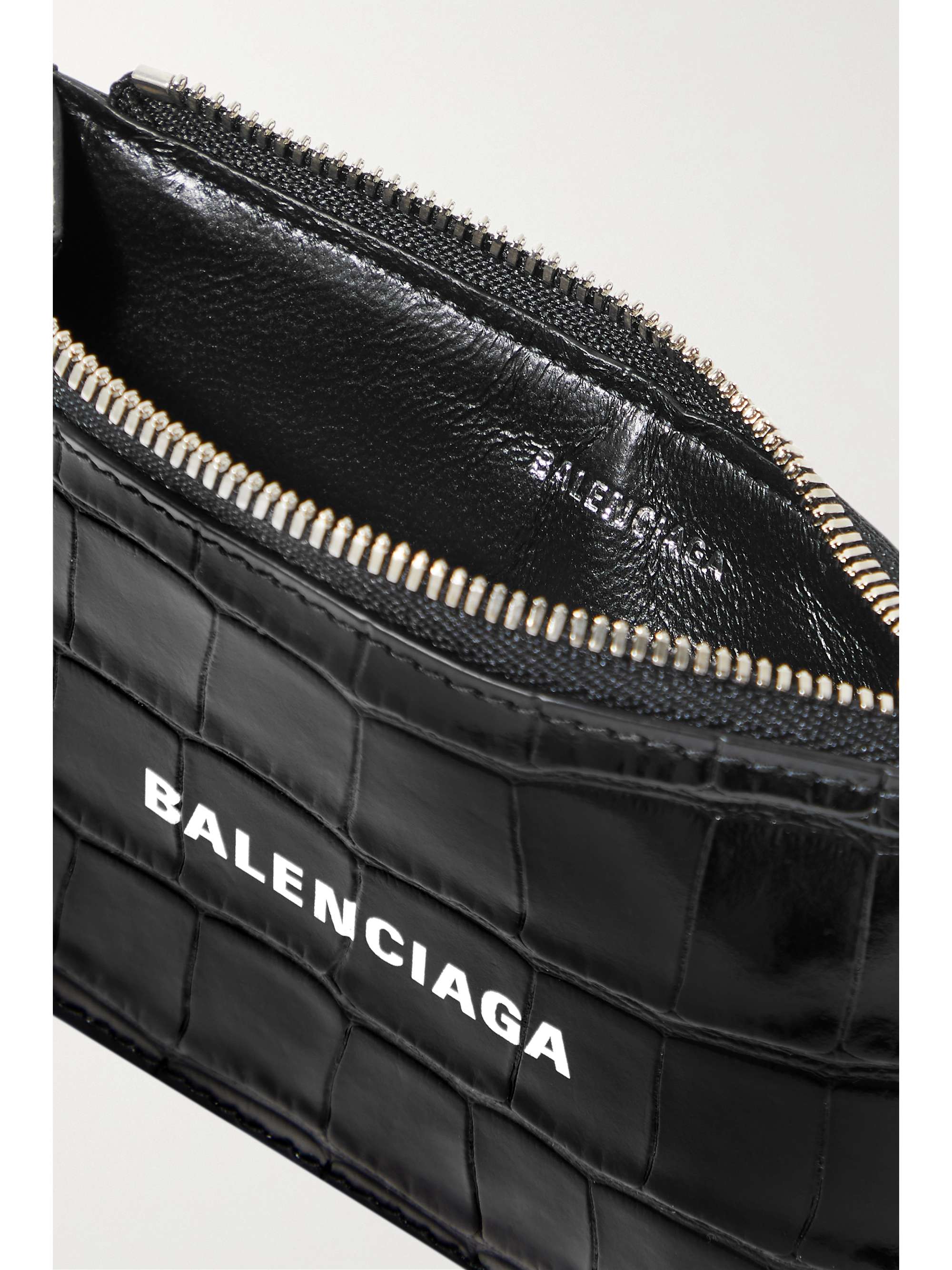 BALENCIAGA Cash printed croc-effect leather cardholder