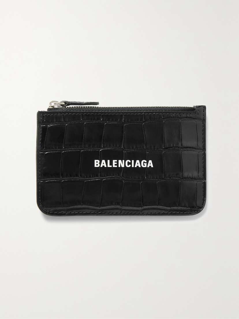 Balenciaga Cash Printed Croc-effect Leather Cardholder