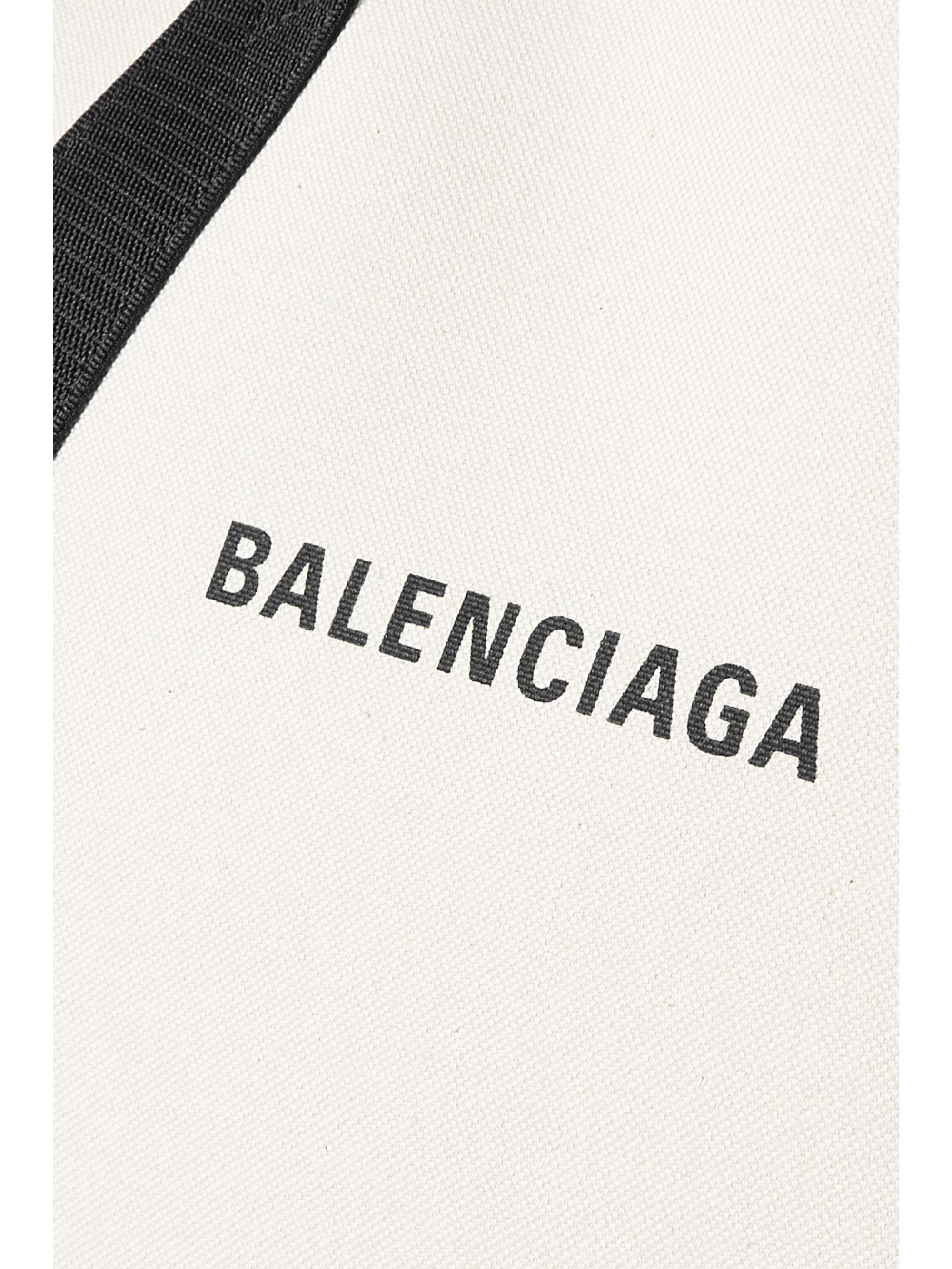 BALENCIAGA Leather-trimmed two-tone canvas tote
