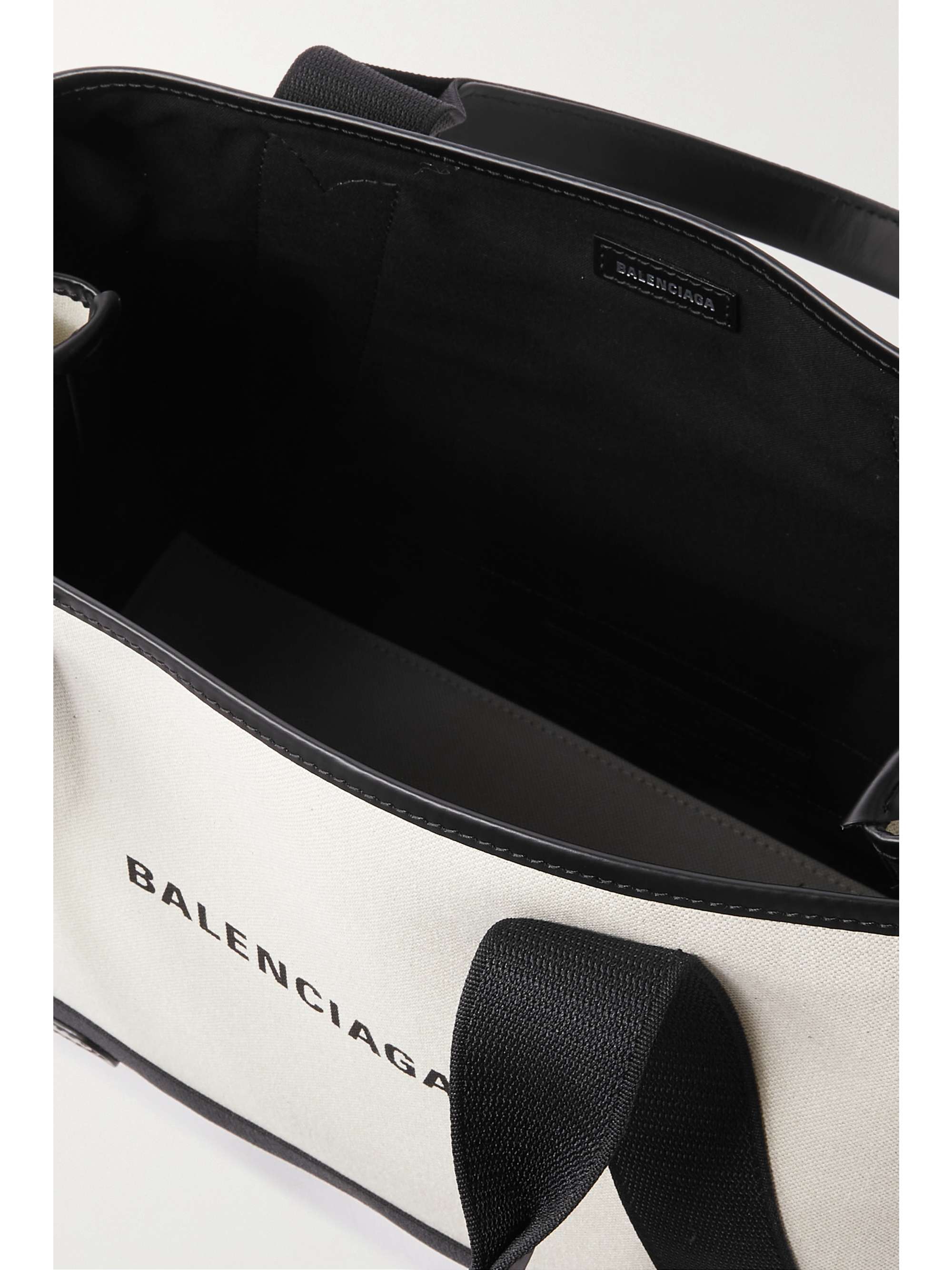 BALENCIAGA Leather-trimmed two-tone canvas tote