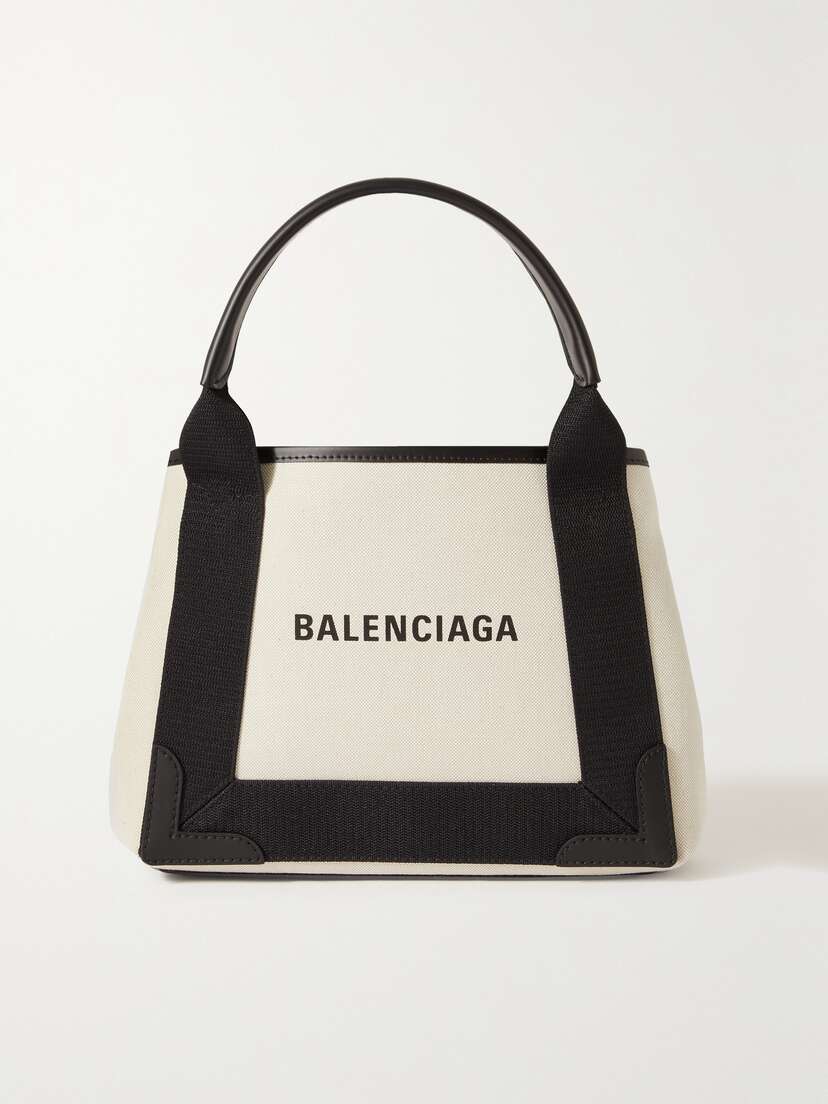 Balenciaga Navy Cabas Small Leather-trimmed Printed Canvas Tote -  - One size