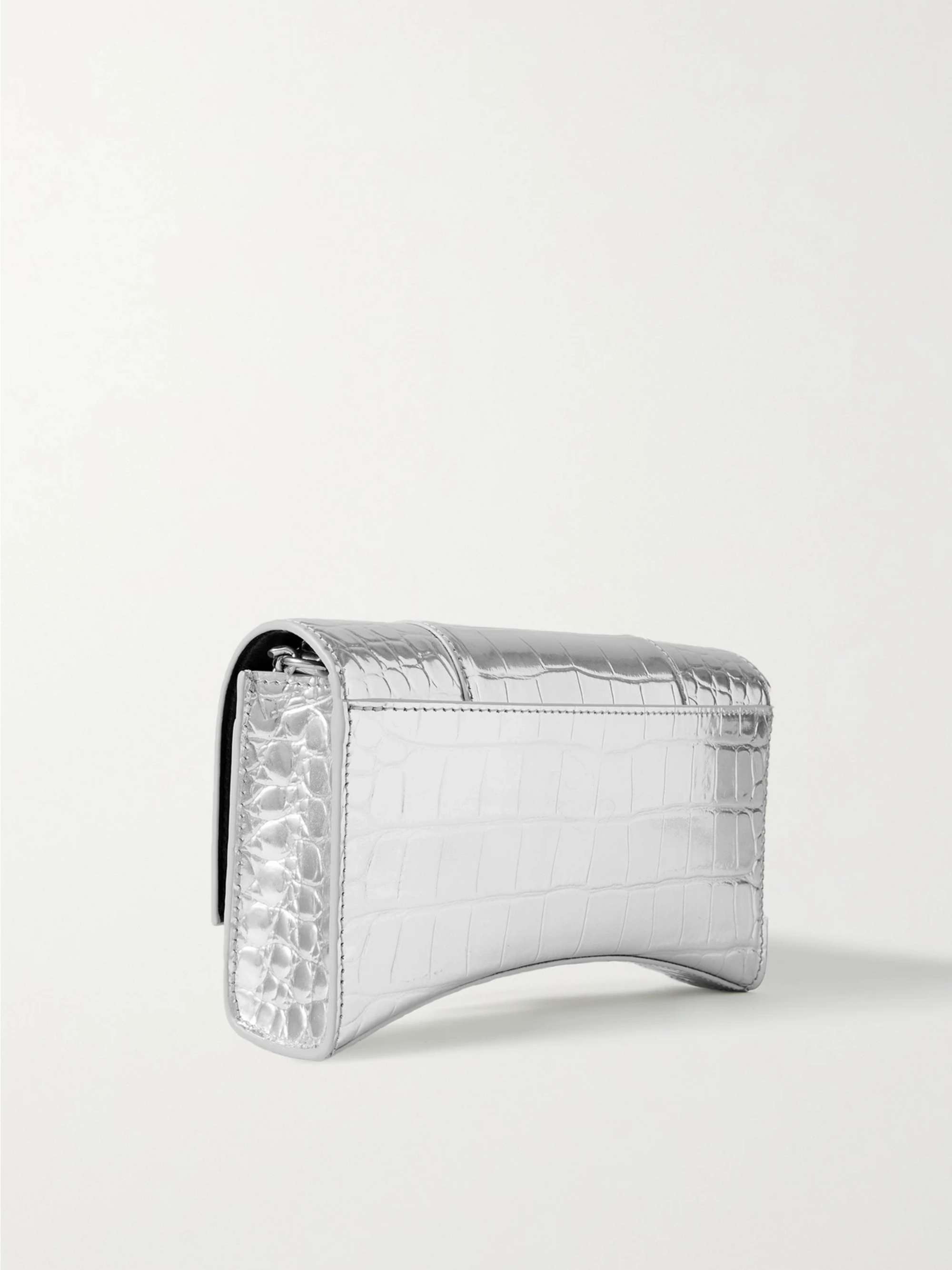 BALENCIAGA Hourglass croc-effect leather shoulder bag